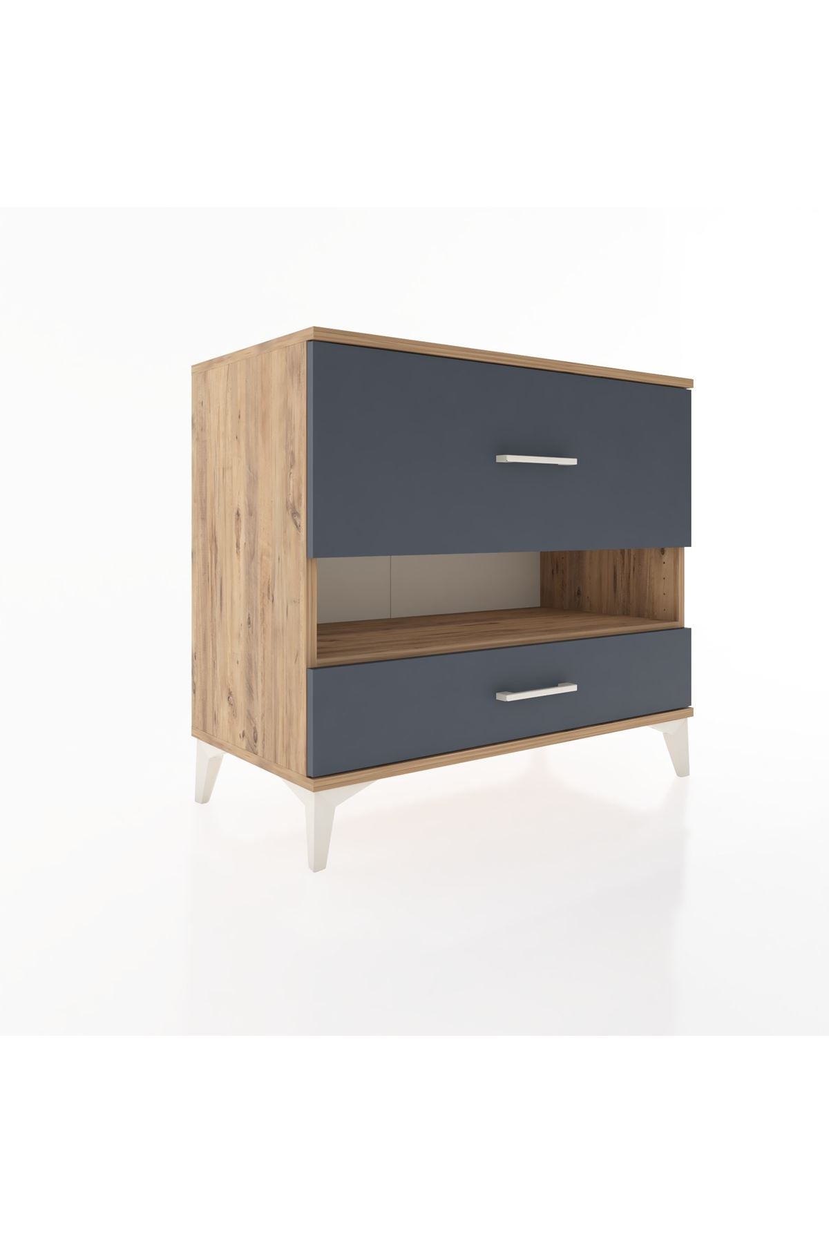 Hyperion Şifonyer Tek Raflı 2 Çekmeceli 88x44x80 Çam-Antrasit