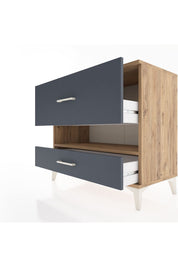 Hyperion Şifonyer Tek Raflı 2 Çekmeceli 88x44x80 Çam-Antrasit