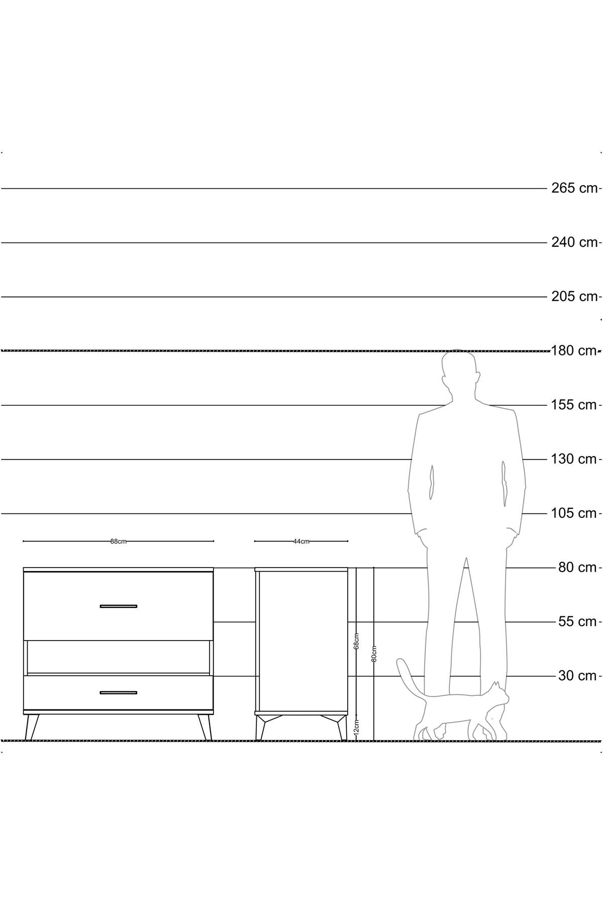Hyperion Şifonyer Tek Raflı 2 Çekmeceli 88x44x80 Çam-Çam