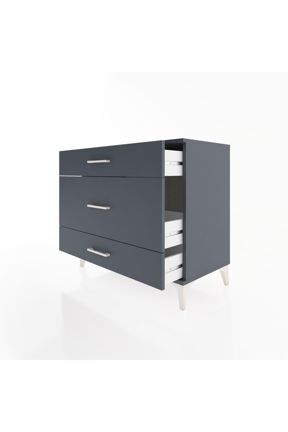 Hyperion Şifonyer 3 Çekmeceli 88x44x80 Antrasit-Antrasit