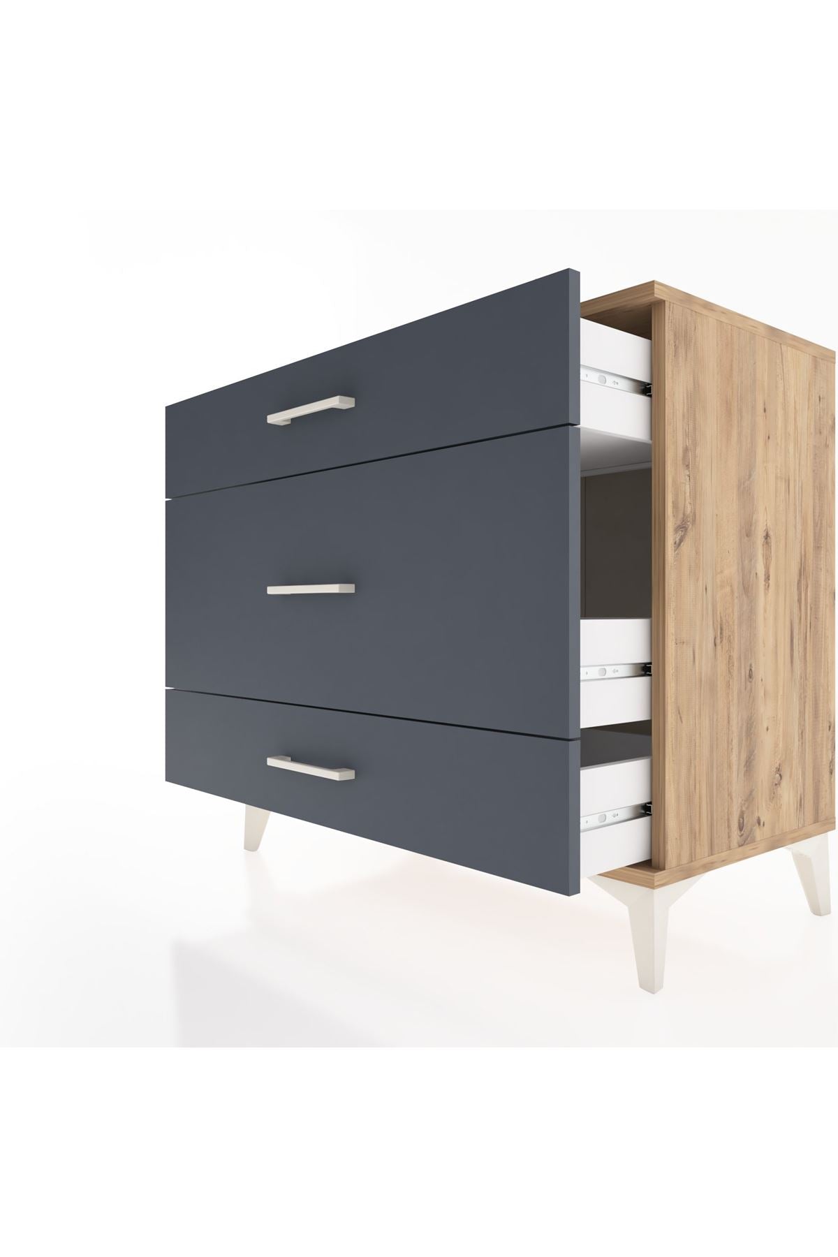 Hyperion Şifonyer 3 Çekmeceli 88x44x80 Çam-Antrasit