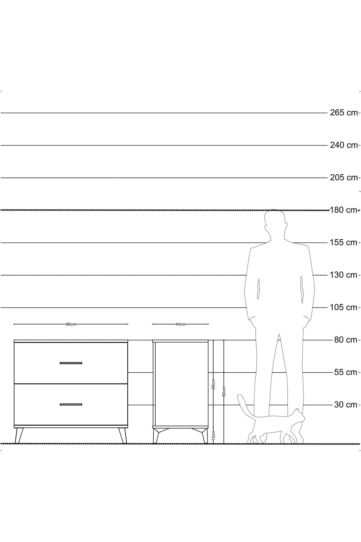 Hyperion Şifonyer 2 Çekmeceli 88x44x80 Çam-Aytaşı