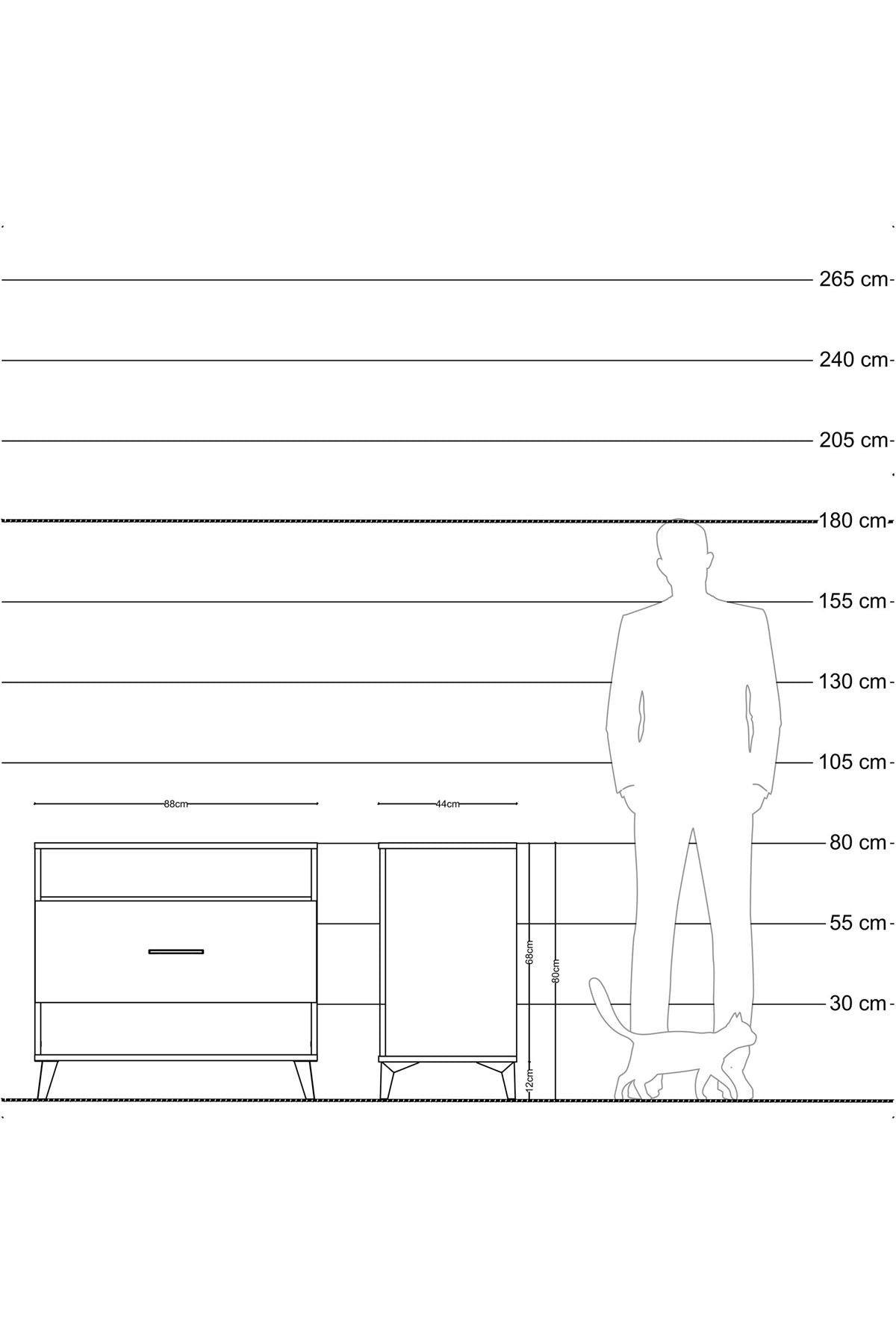 Hyperion Şifonyer Tek Raflı Tek Çekmeceli 88x44x80 Antrasit-Çam