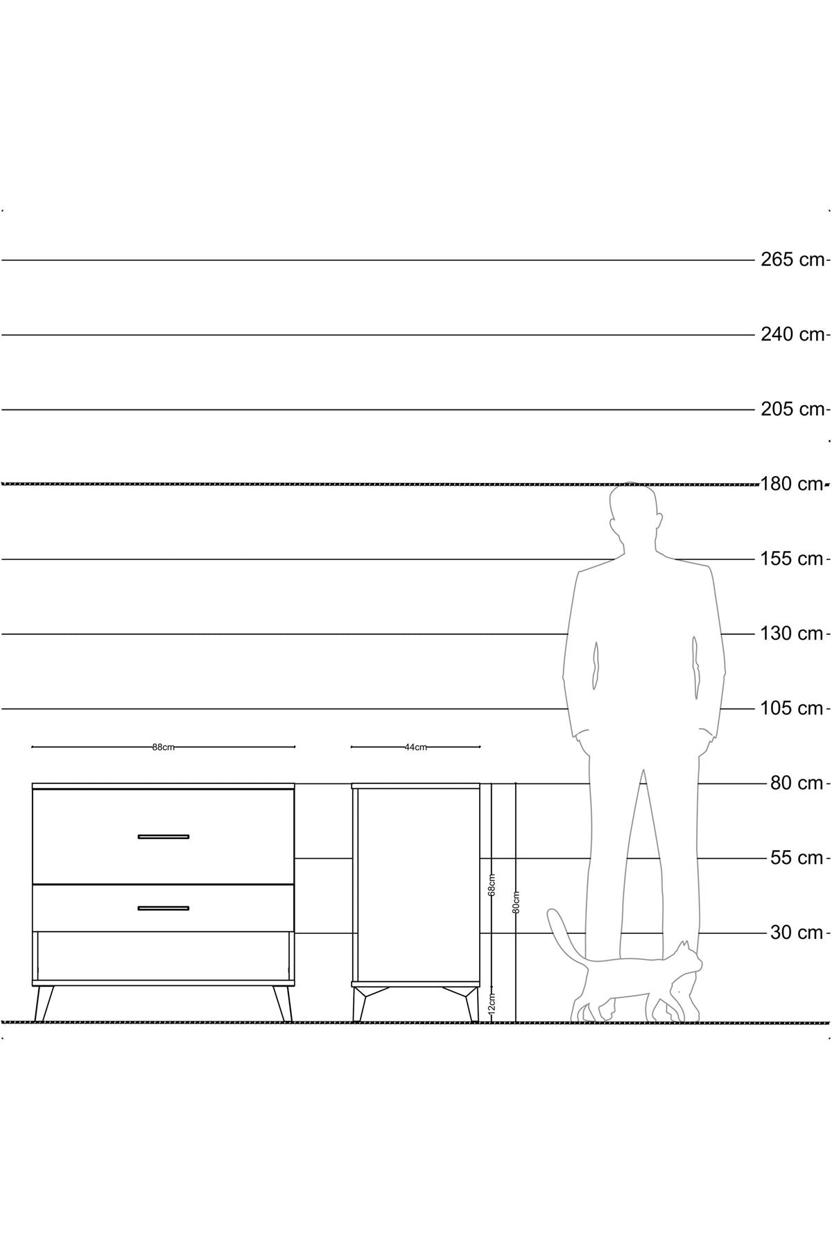 Hyperion Şifonyer 2 Çekmeceli 88x44x80 Aytaşı-Çam