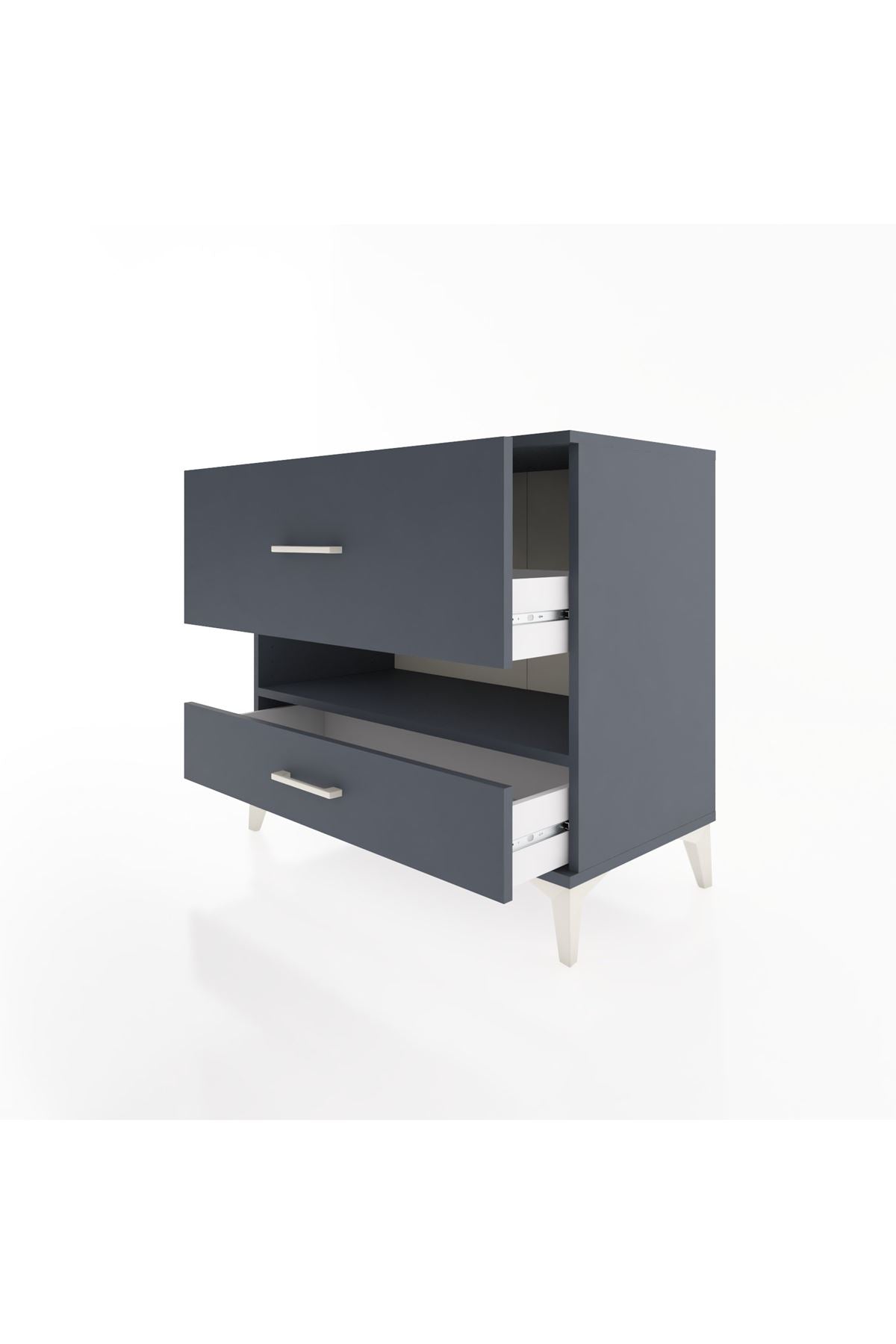 Hyperion Şifonyer Tek Raflı 2 Çekmeceli 88x44x80 Antrasit-Antrasit