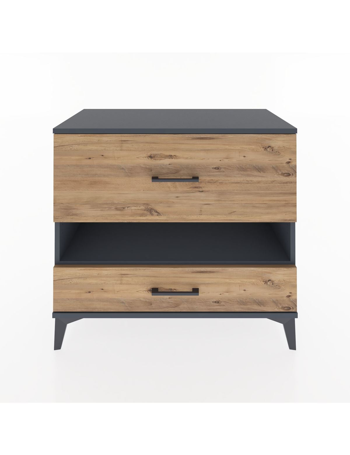 Hyperion Şifonyer Tek Raflı 2 Çekmeceli 88x44x80 Antrasit-Çam