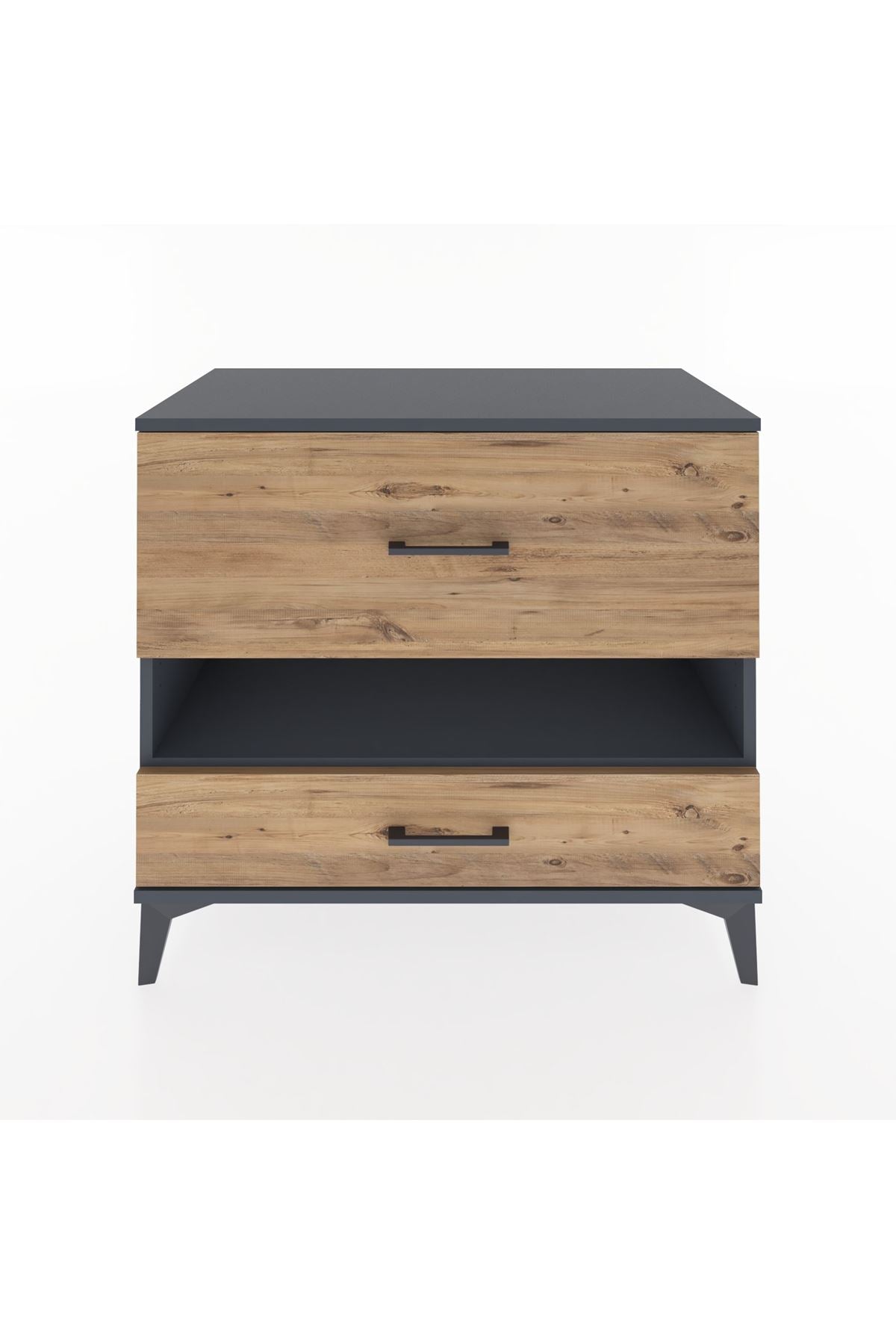 Hyperion Şifonyer Tek Raflı 2 Çekmeceli 88x44x80 Antrasit-Çam