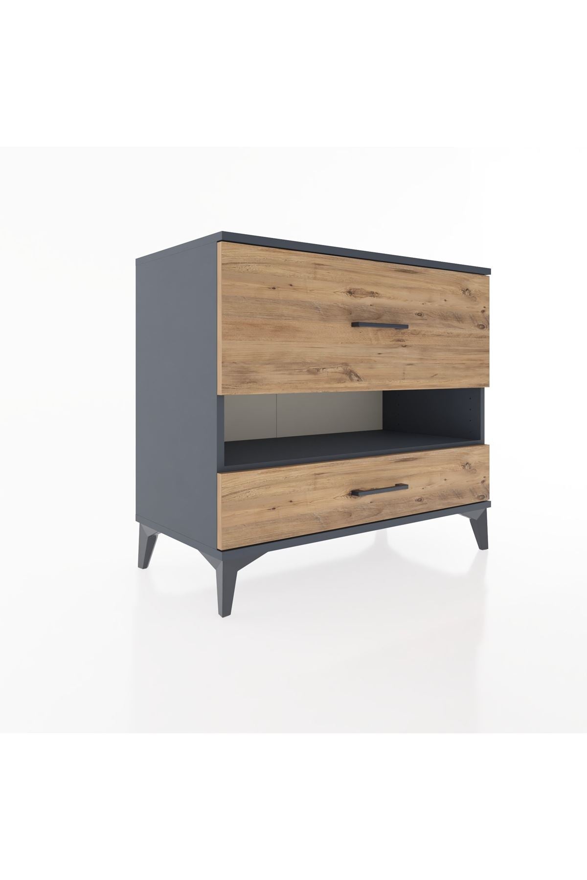 Hyperion Şifonyer Tek Raflı 2 Çekmeceli 88x44x80 Antrasit-Çam