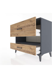 Hyperion Şifonyer Tek Raflı 2 Çekmeceli 88x44x80 Antrasit-Çam