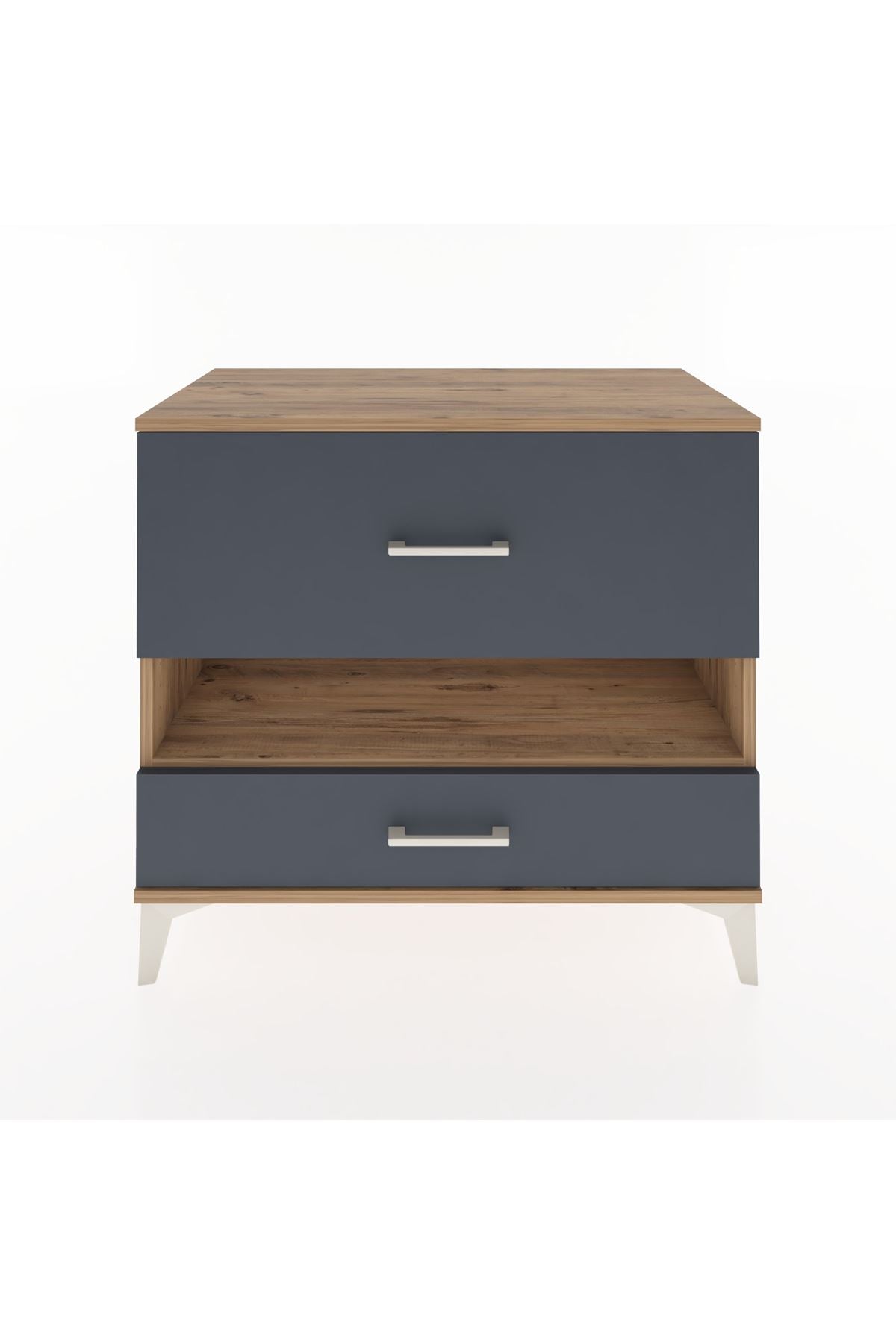 Hyperion Şifonyer Tek Raflı 2 Çekmeceli 88x44x80 Çam-Antrasit