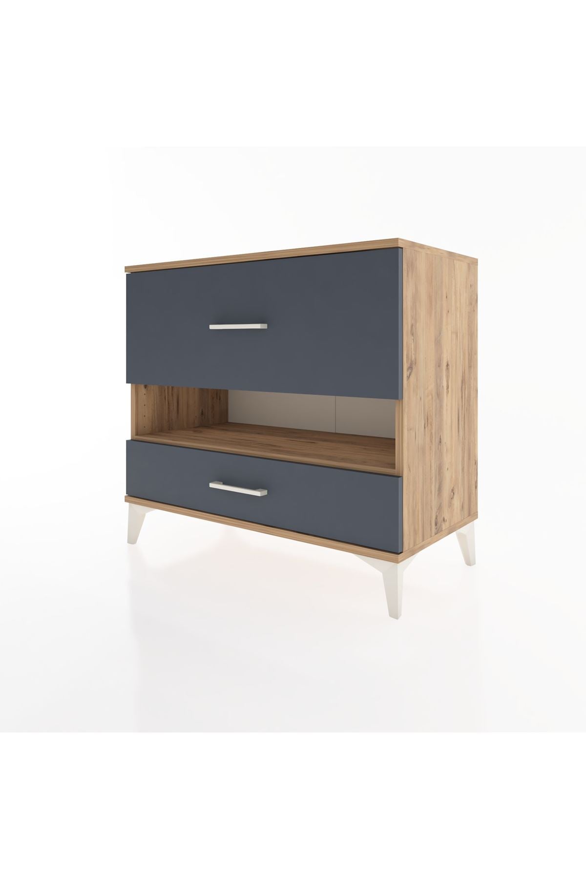 Hyperion Şifonyer Tek Raflı 2 Çekmeceli 88x44x80 Çam-Antrasit