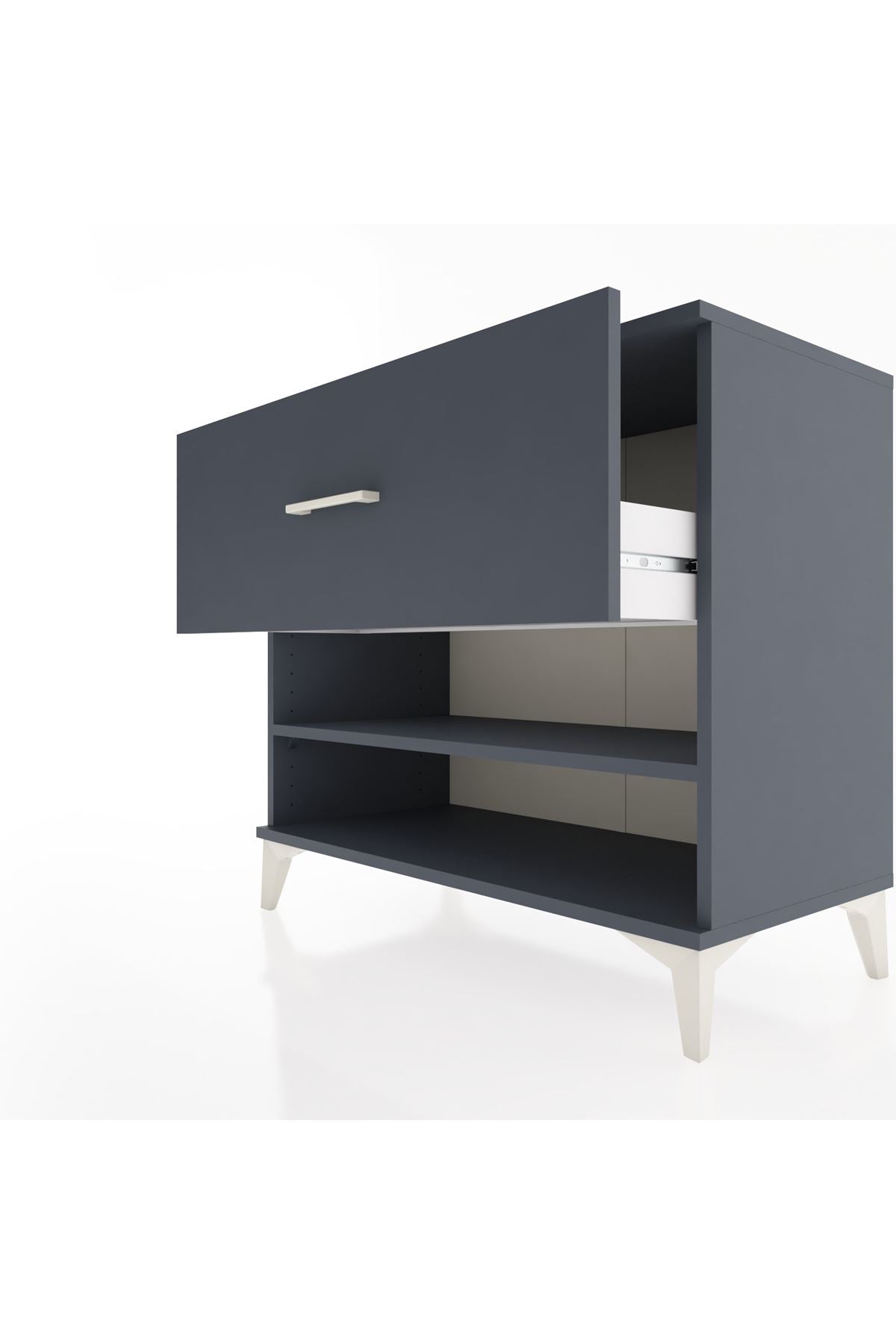 Hyperion Şifonyer Tek Raflı Tek Çekmeceli 88x44x80 Antrasit-Antrasit