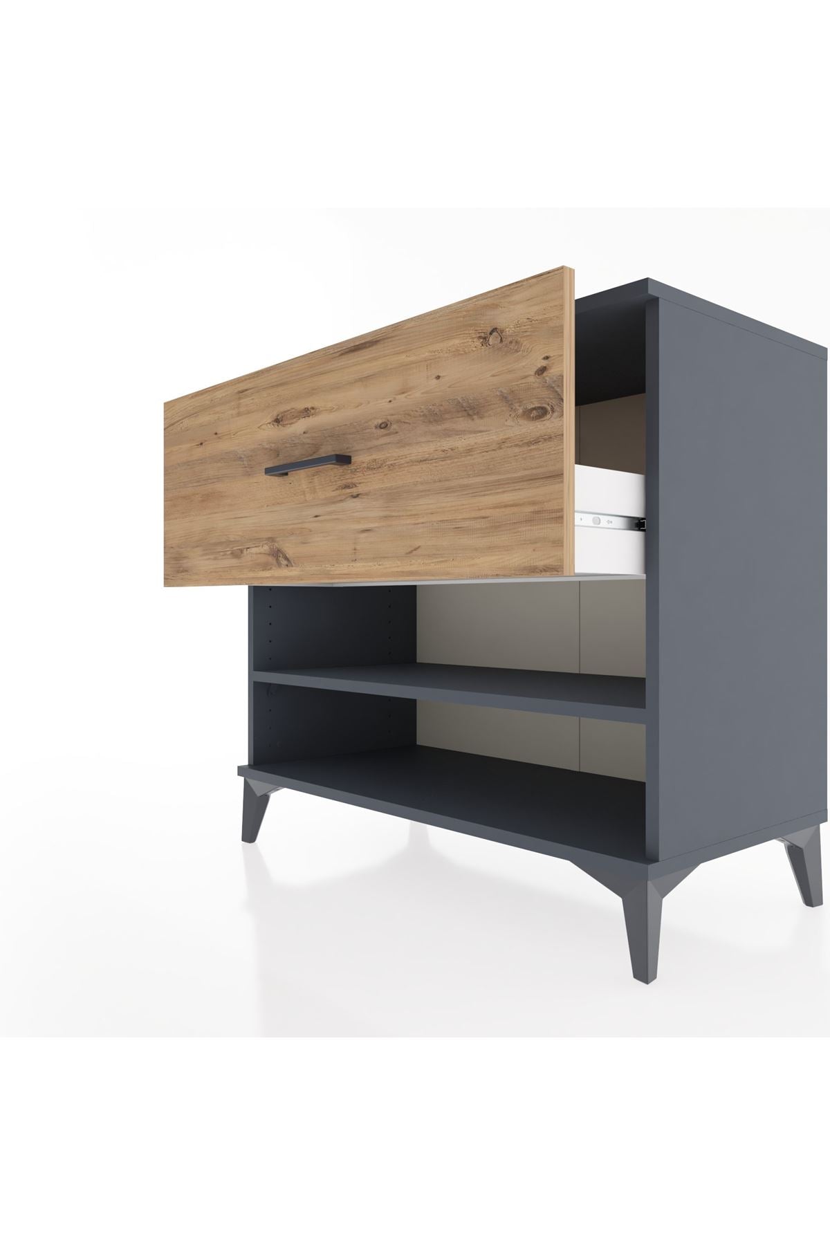 Hyperion Şifonyer Tek Raflı Tek Çekmeceli 88x44x80 Antrasit-Çam