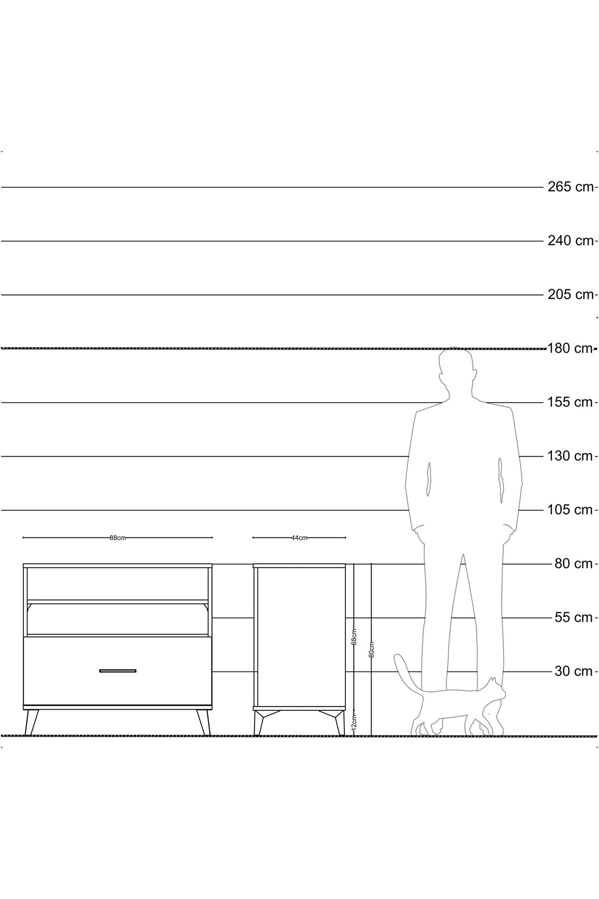 Hyperion Şifonyer 2 Raflı Tek Çekmeceli 88x44x80 Antrasit-Aytaşı