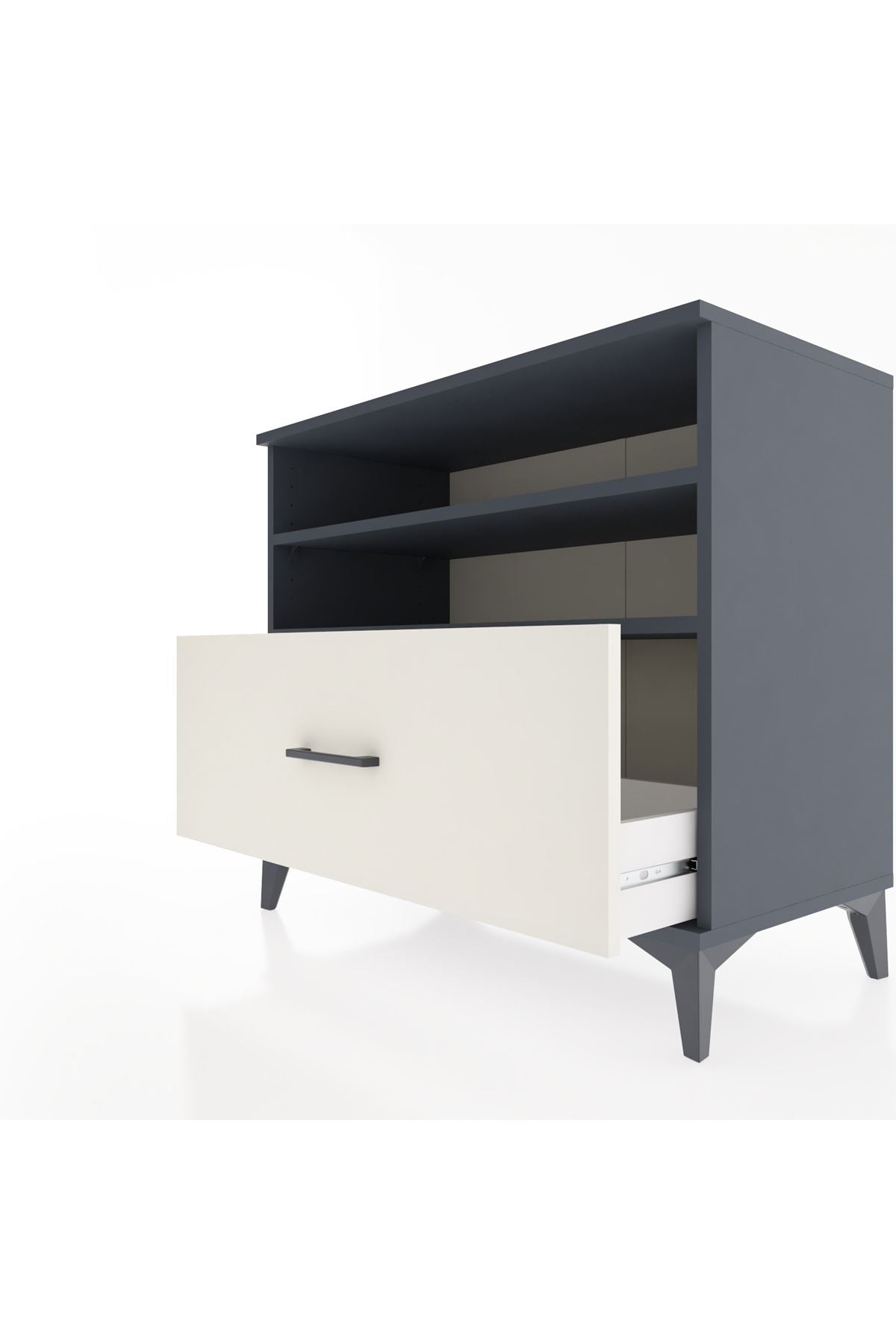 Hyperion Şifonyer 2 Raflı Tek Çekmeceli 88x44x80 Antrasit-Aytaşı