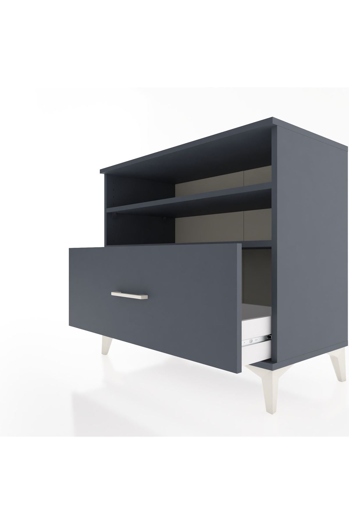 Hyperion Şifonyer 2 Raflı Tek Çekmeceli 88x44x80 Antrasit-Antrasit