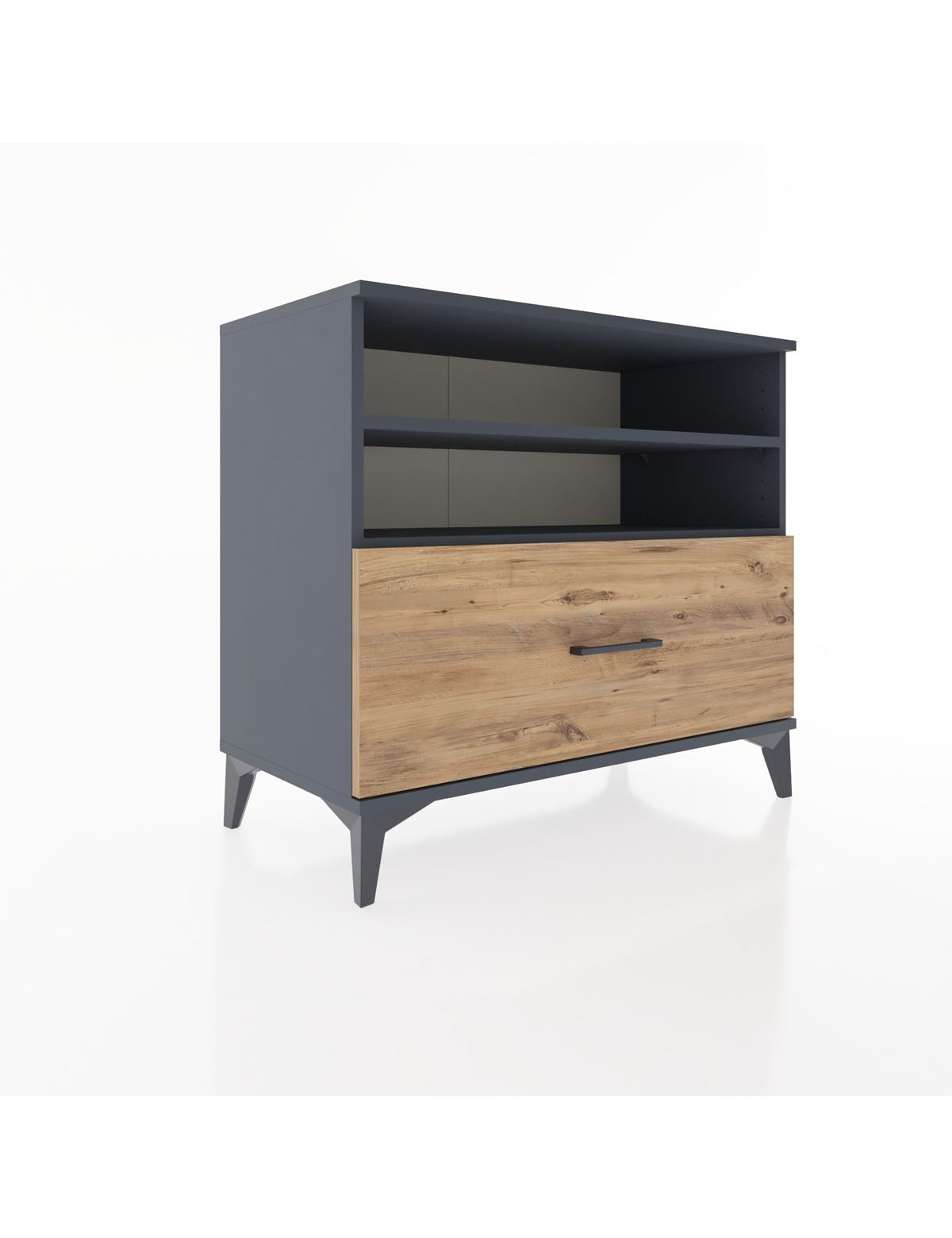 Hyperion Şifonyer 2 Raflı Tek Çekmeceli 88x44x80 Antrasit-Çam