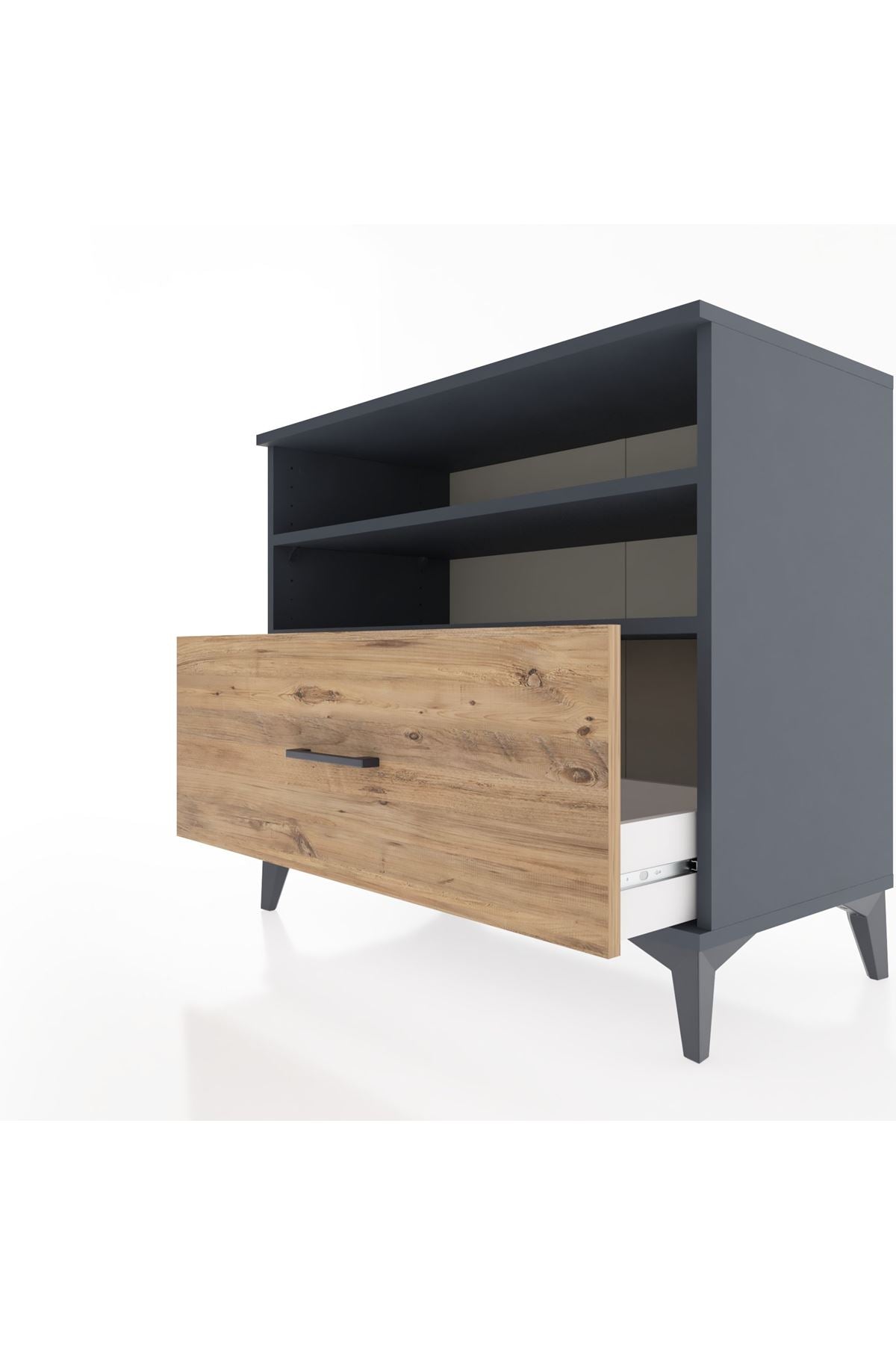 Hyperion Şifonyer 2 Raflı Tek Çekmeceli 88x44x80 Antrasit-Çam