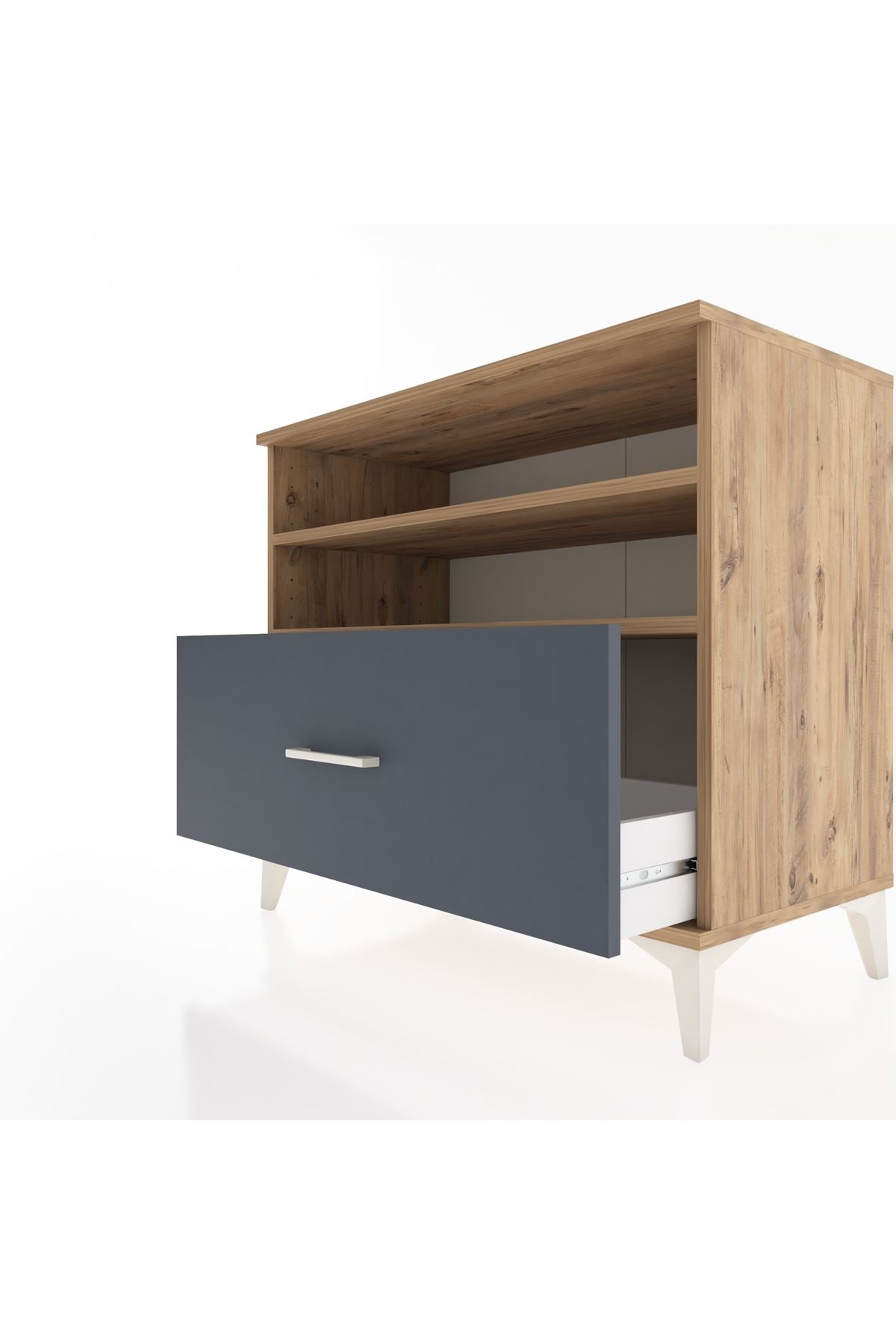 Hyperion Şifonyer 2 Raflı Tek Çekmeceli 88x44x80 Çam-Antrasit