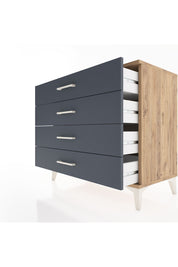 Hyperion Şifonyer 4 Çekmeceli 88x44x80 Çam-Antrasit