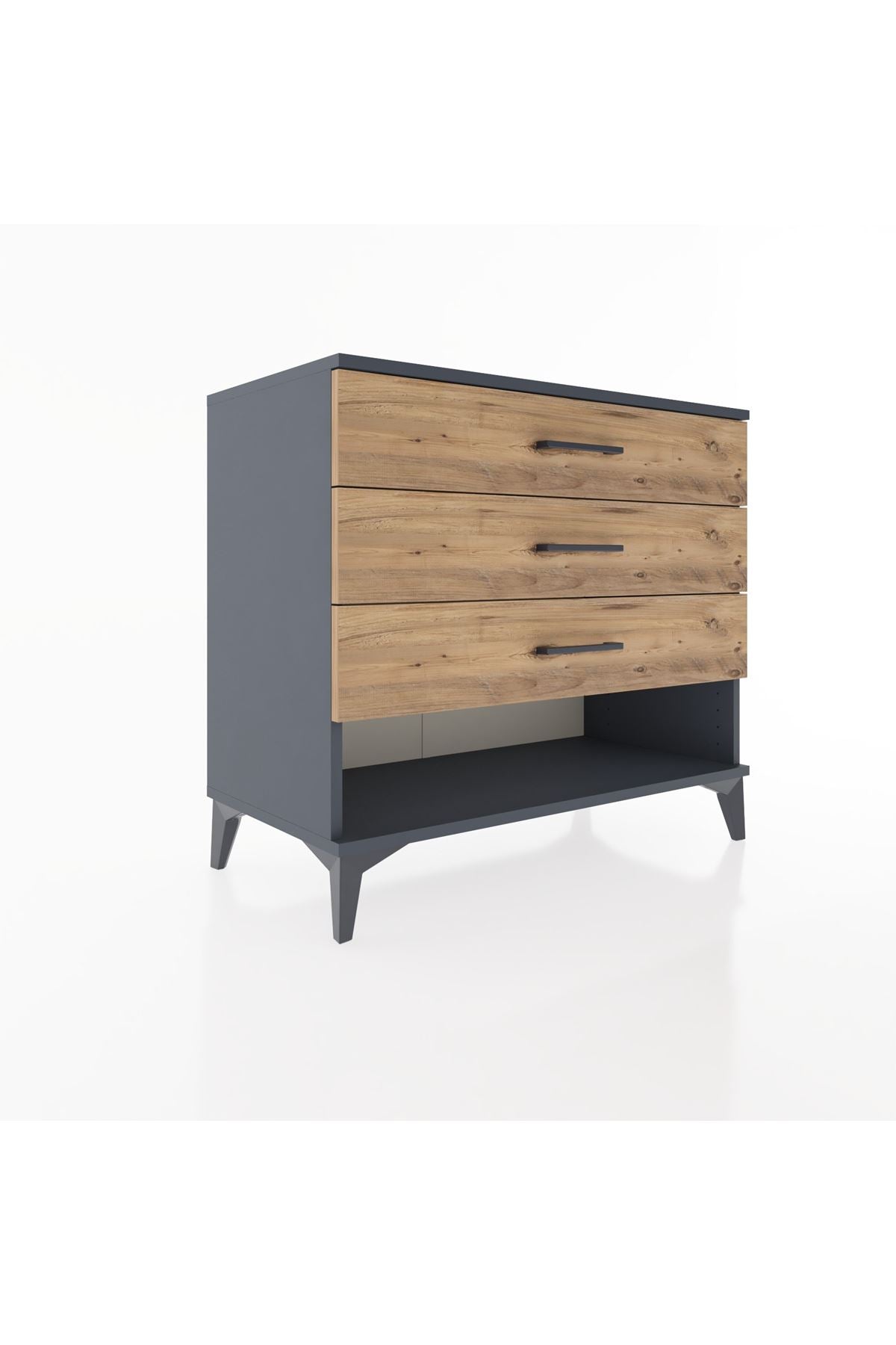 Hyperion Şifonyer 3 Çekmeceli 88x44x80 Antrasit-Çam