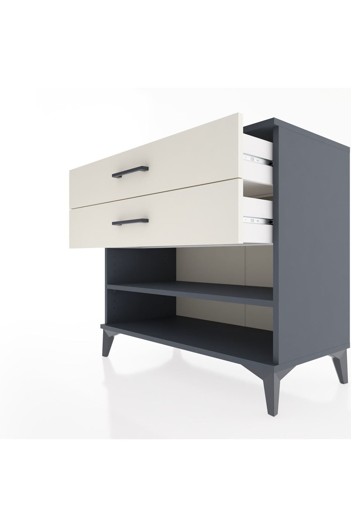 Hyperion Şifonyer Tek Raflı 2 Çekmeceli 88x44x80 Antrasit-Aytaşı