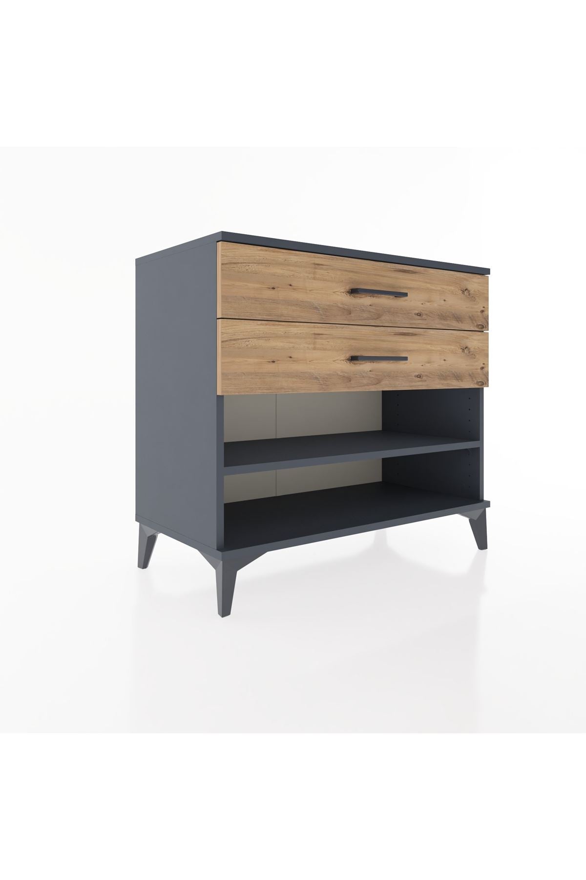 Hyperion Şifonyer Tek Raflı 2 Çekmeceli 88x44x80 Antrasit-Çam