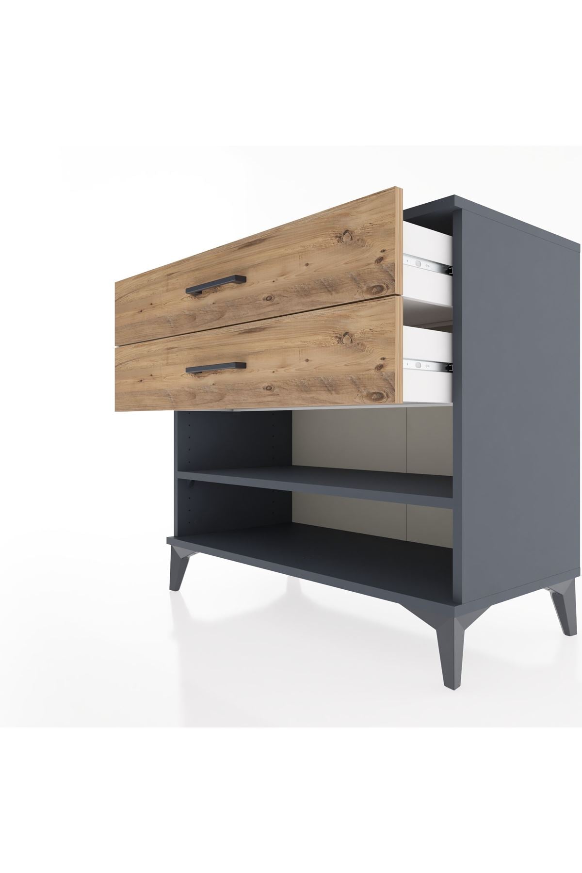 Hyperion Şifonyer Tek Raflı 2 Çekmeceli 88x44x80 Antrasit-Çam