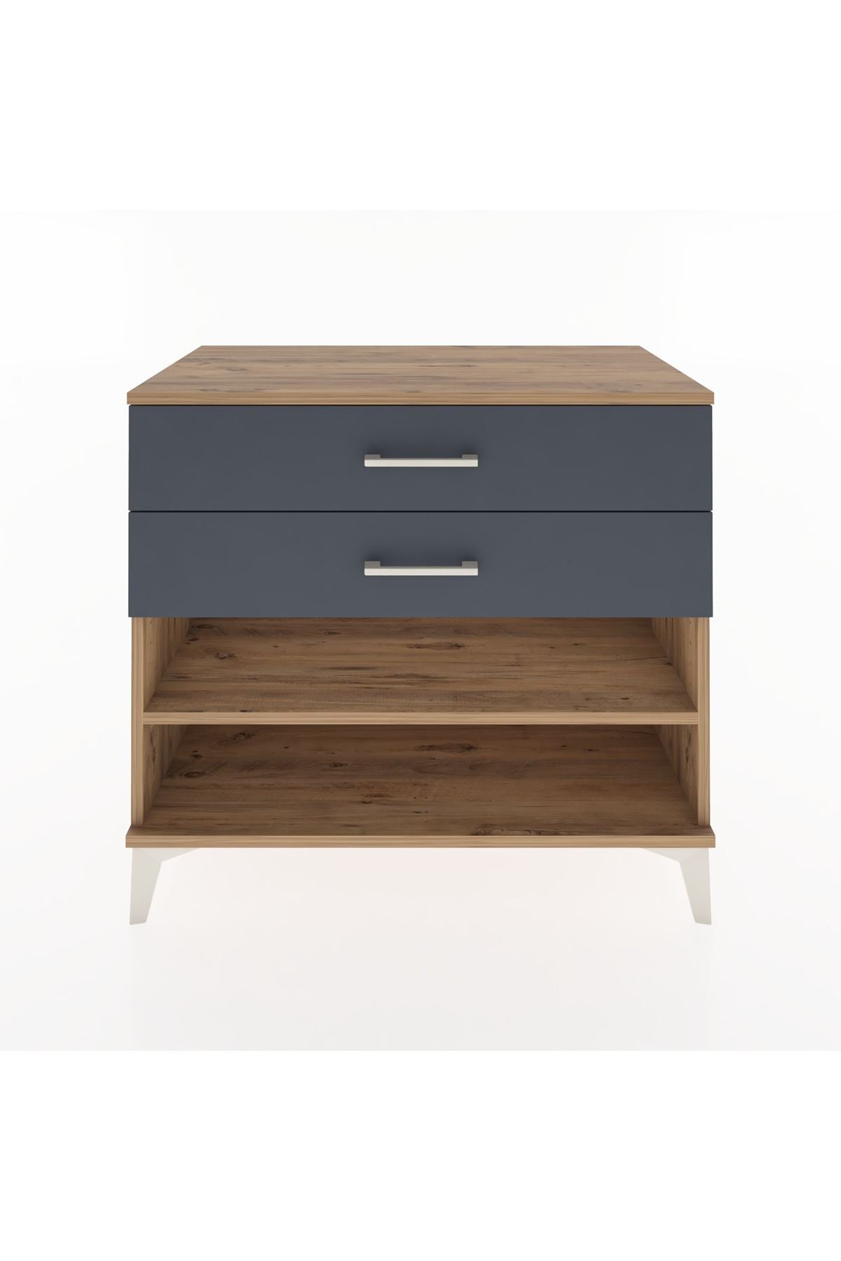 Hyperion Şifonyer Tek Raflı 2 Çekmeceli 88x44x80 Çam-Antrasit