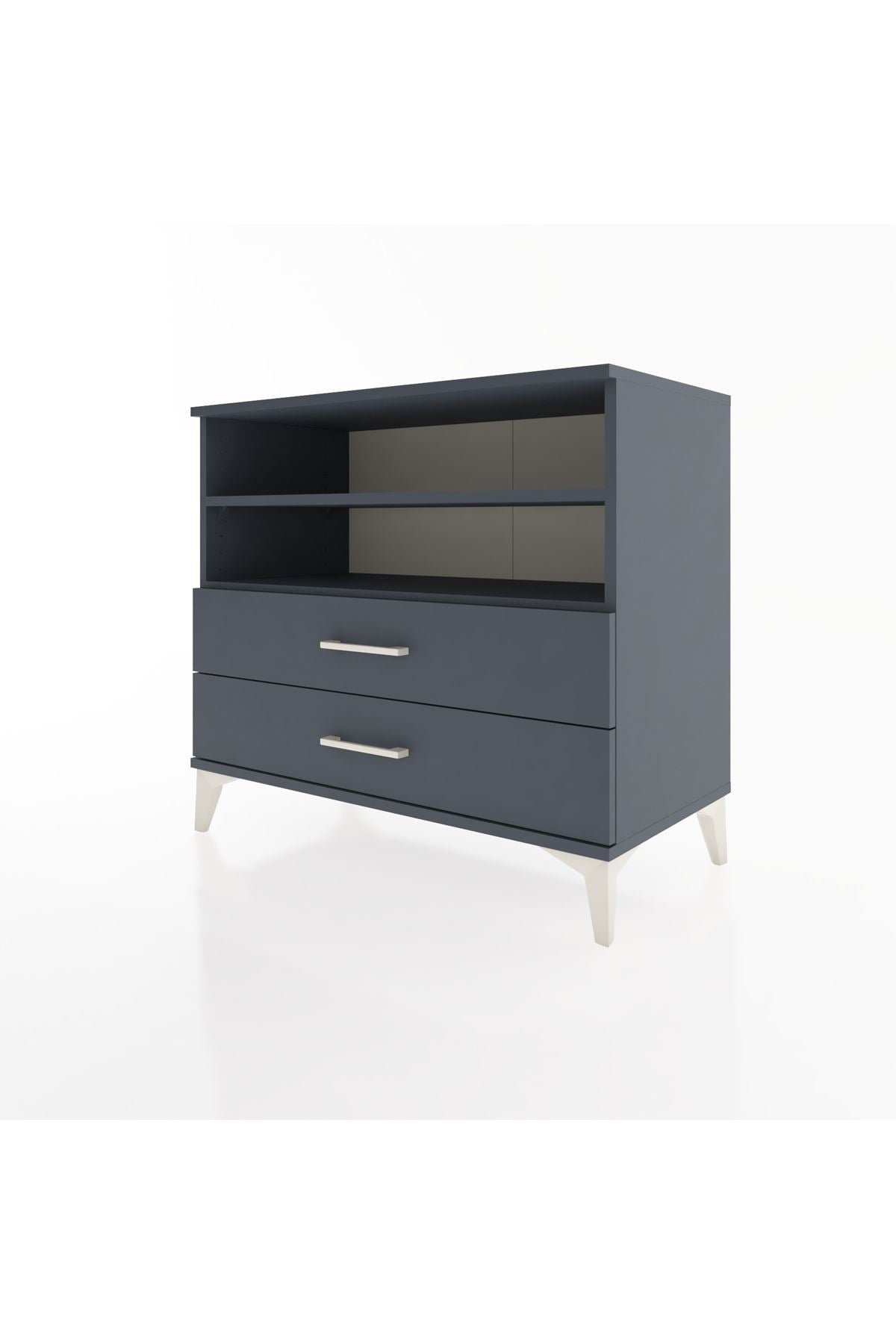 Hyperion Şifonyer 2 Raflı 2 Çekmeceli 88x44x80 Antrasit-Antrasit