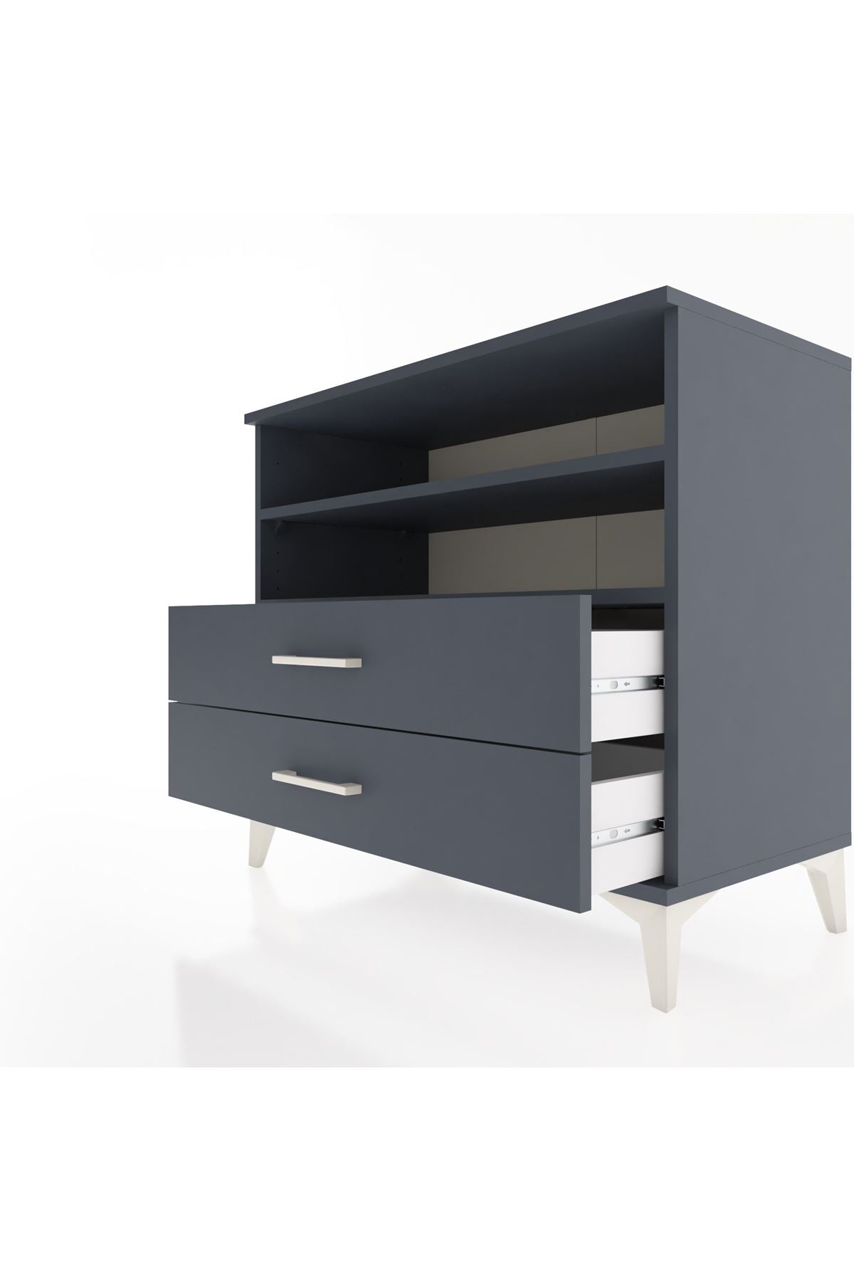 Hyperion Şifonyer 2 Raflı 2 Çekmeceli 88x44x80 Antrasit-Antrasit