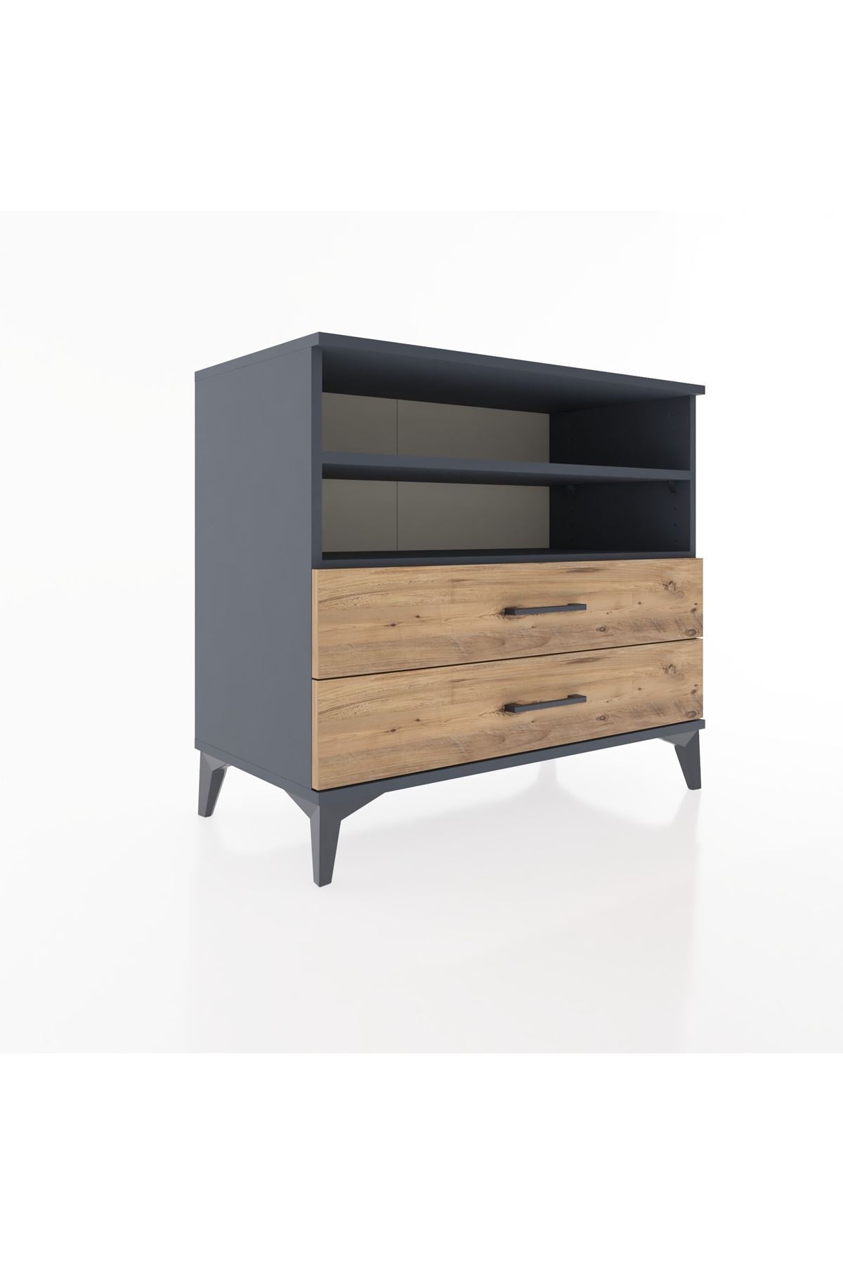 Hyperion Şifonyer 2 Raflı 2 Çekmeceli 88x44x80 Antrasit-Çam