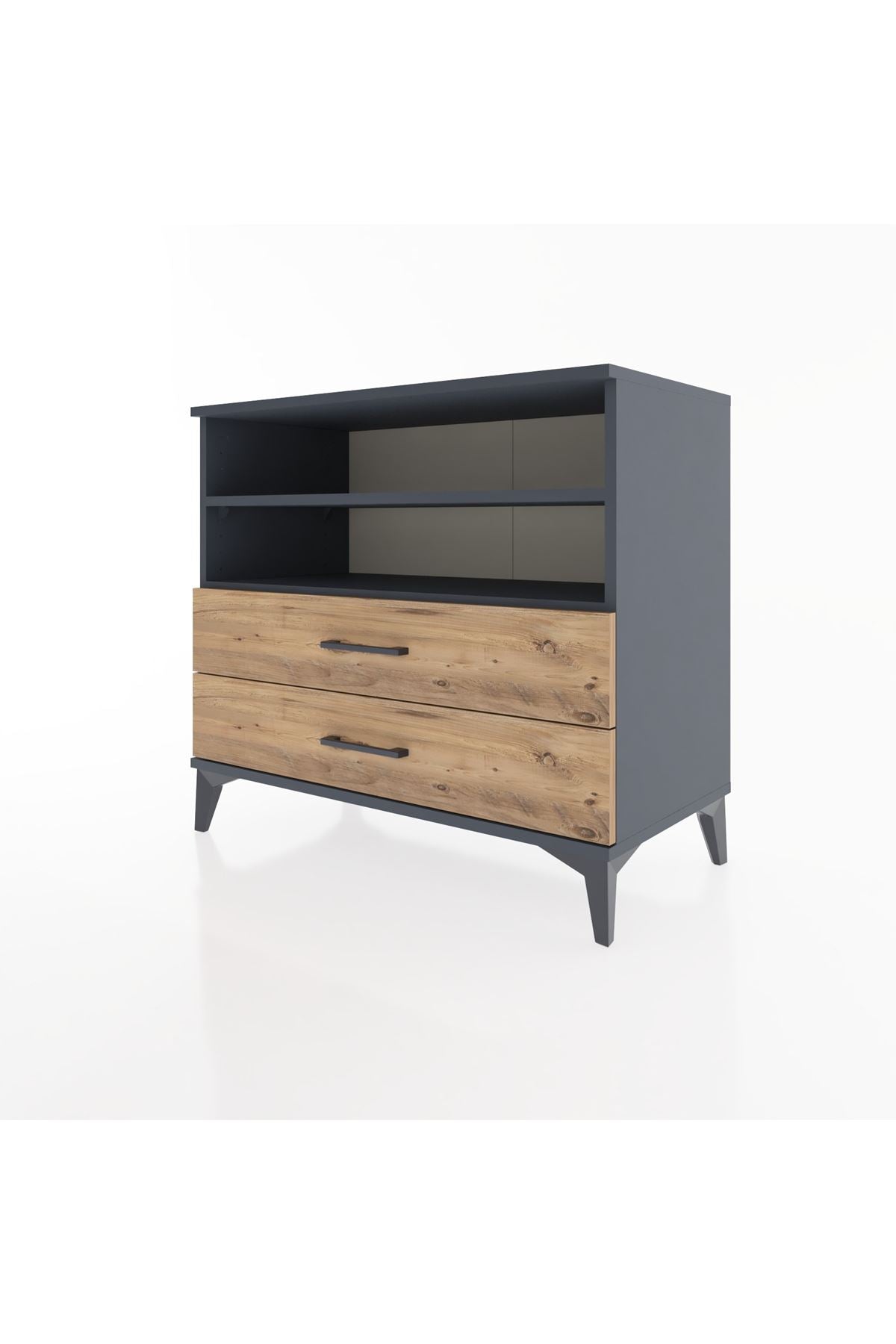 Hyperion Şifonyer 2 Raflı 2 Çekmeceli 88x44x80 Antrasit-Çam