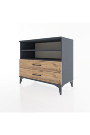 Hyperion Şifonyer 2 Raflı 2 Çekmeceli 88x44x80 Antrasit-Çam