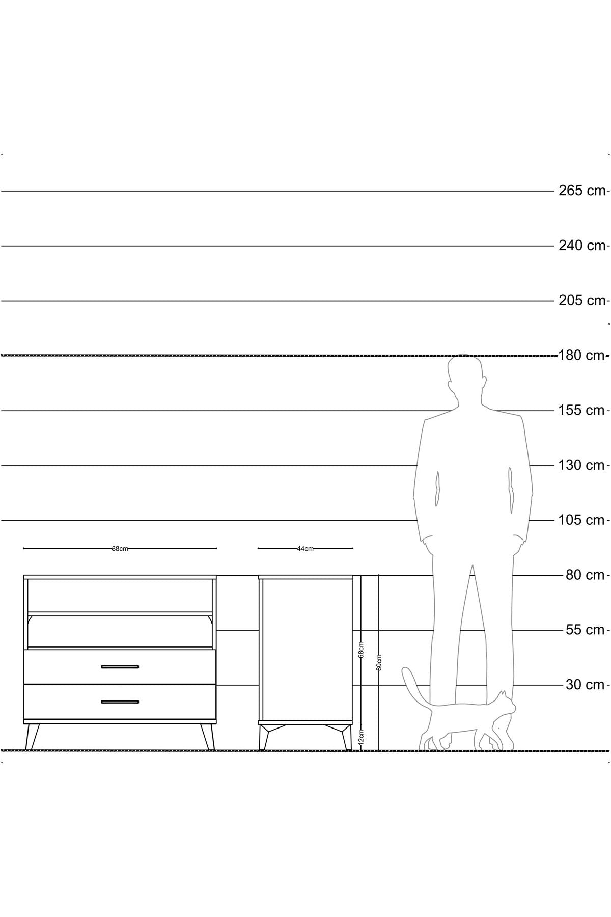 Hyperion Şifonyer 2 Raflı 2 Çekmeceli 88x44x80 Çam-Aytaşı