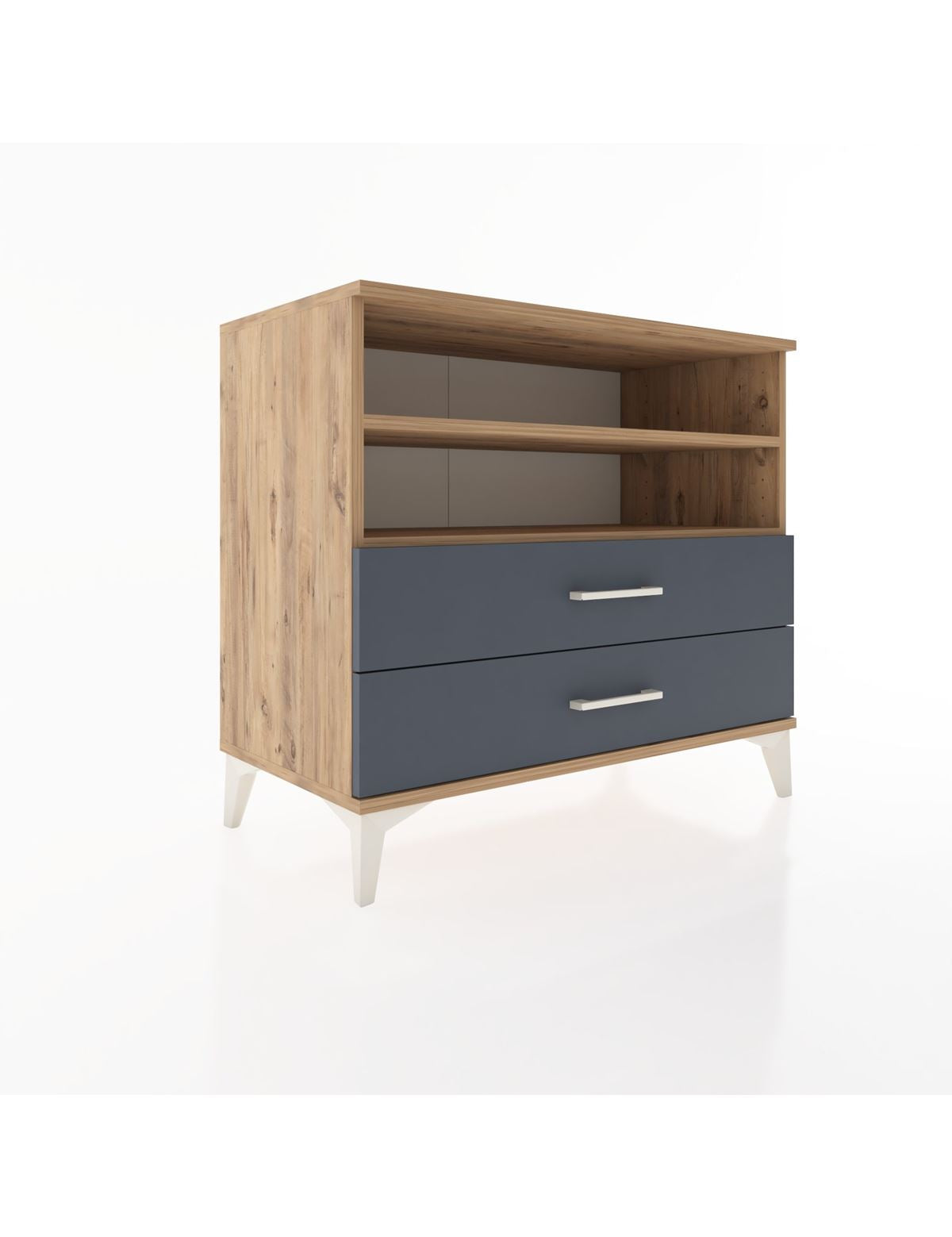 Hyperion Şifonyer 2 Raflı 2 Çekmeceli 88x44x80 Çam-Antrasit