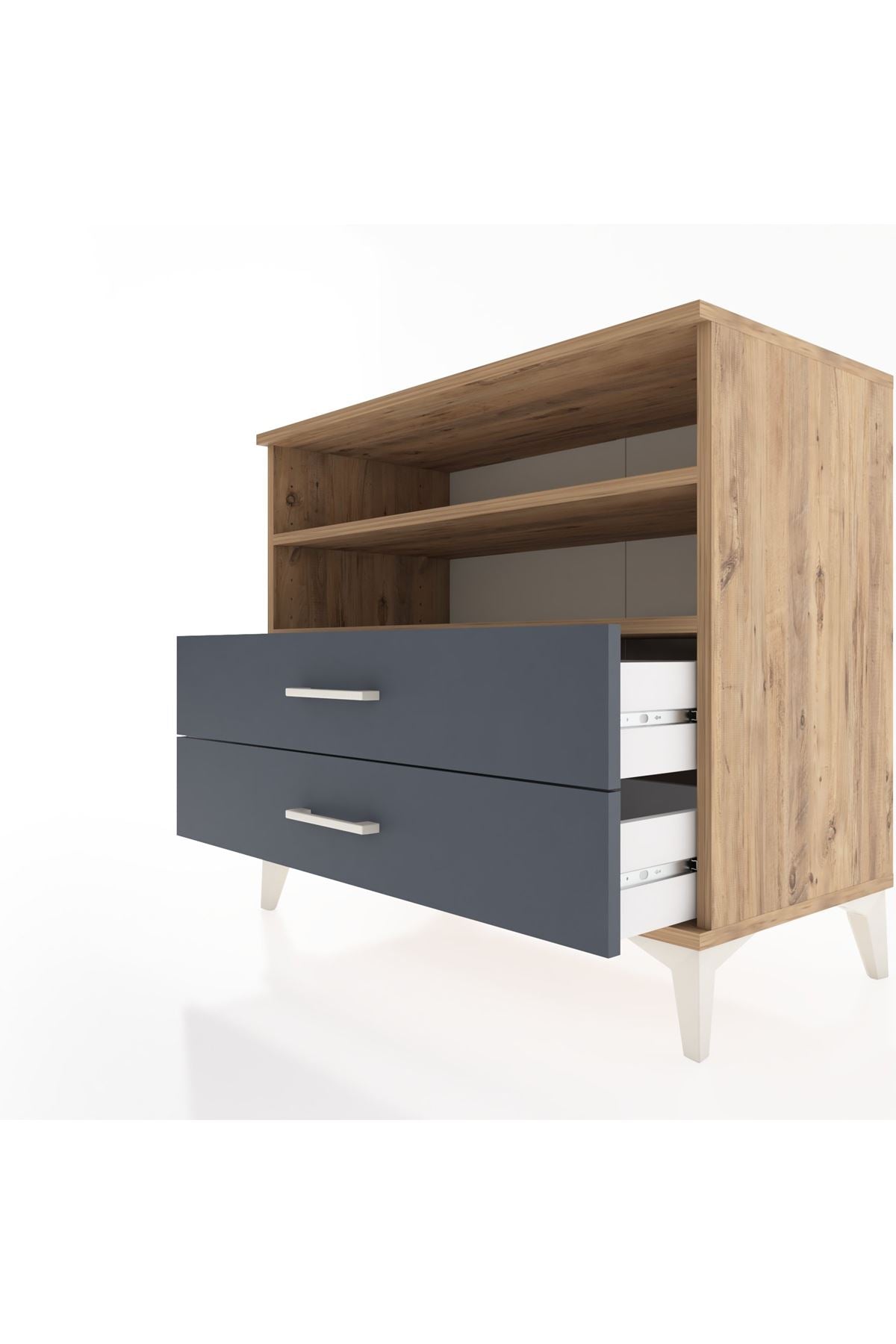 Hyperion Şifonyer 2 Raflı 2 Çekmeceli 88x44x80 Çam-Antrasit