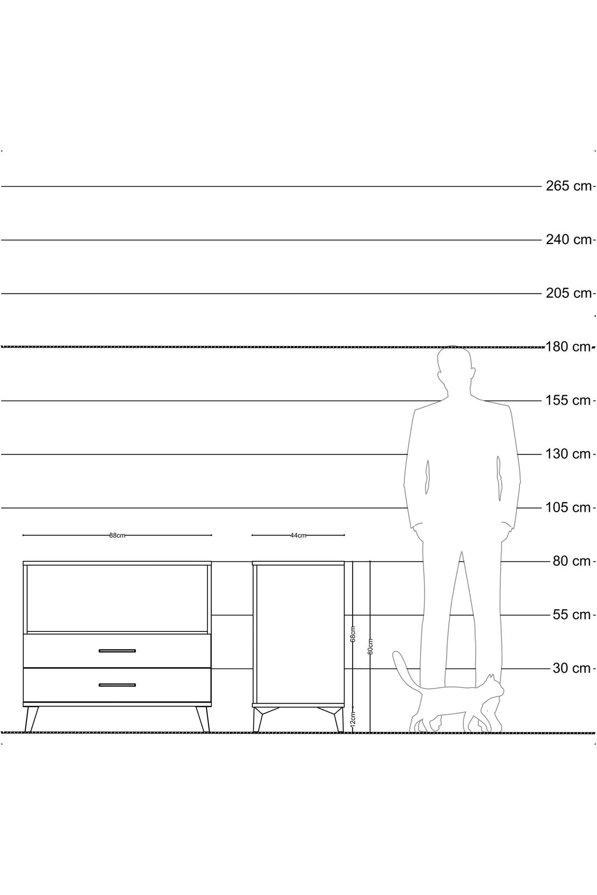 Hyperion Şifonyer Tek Raflı 2 Çekmeceli 88x44x80 Aytaşı-Çam