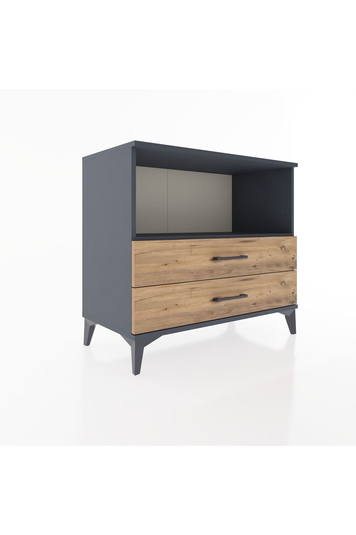 Hyperion Şifonyer Tek Raflı 2 Çekmeceli 88x44x80 Antrasit-Çam