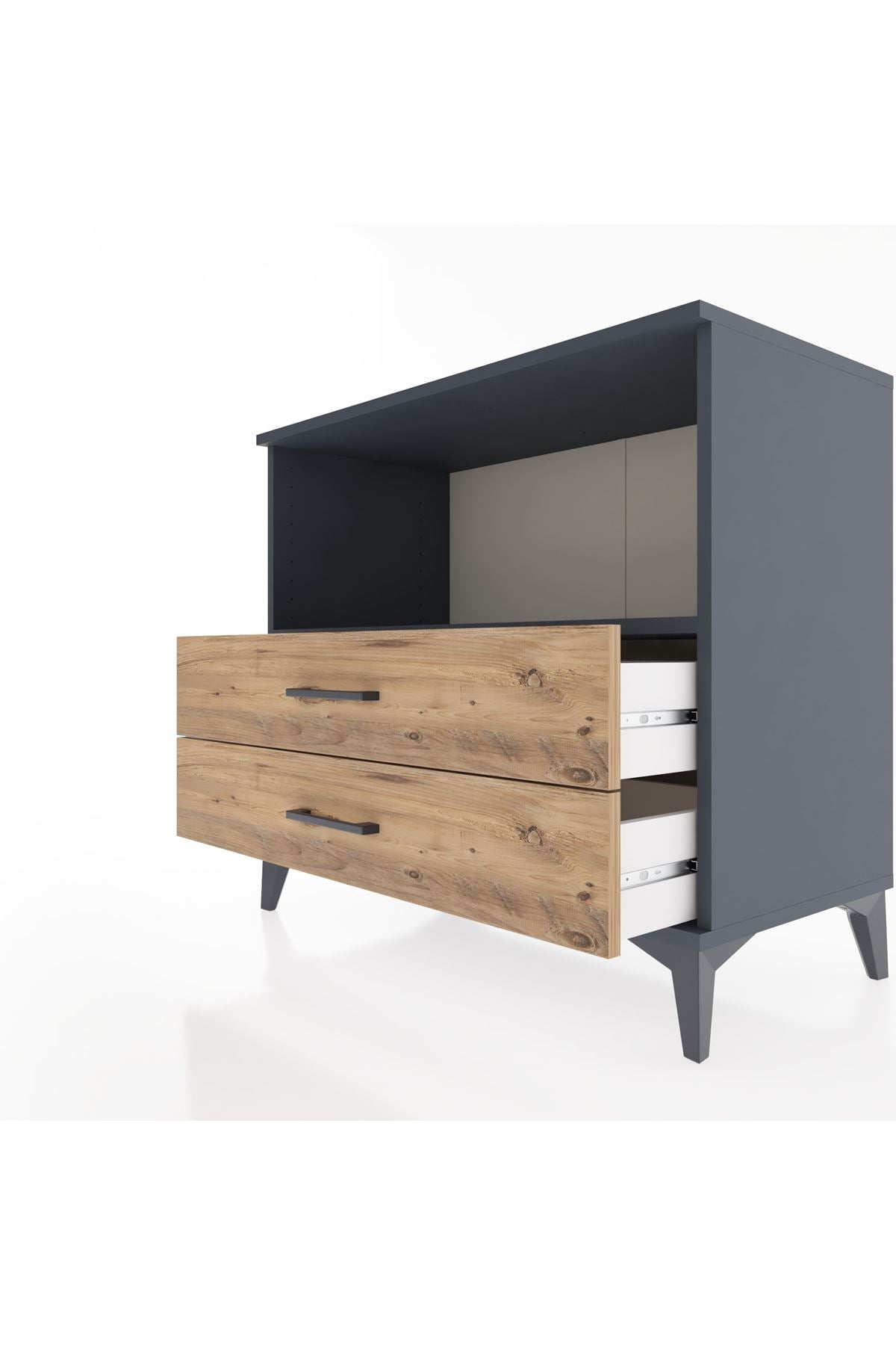 Hyperion Şifonyer Tek Raflı 2 Çekmeceli 88x44x80 Antrasit-Çam