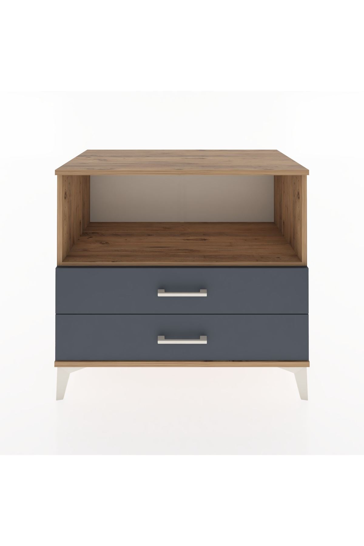 Hyperion Şifonyer Tek Raflı 2 Çekmeceli 88x44x80 Çam-Antrasit