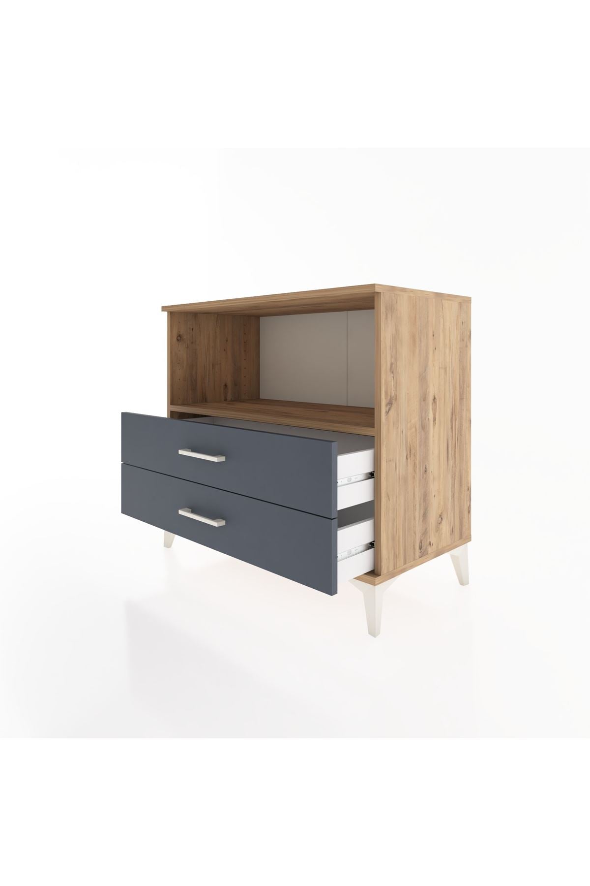 Hyperion Şifonyer Tek Raflı 2 Çekmeceli 88x44x80 Çam-Antrasit