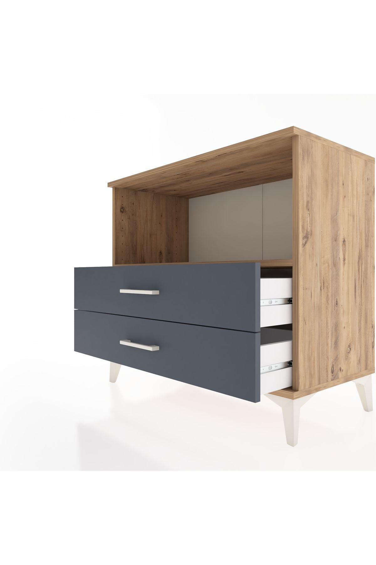 Hyperion Şifonyer Tek Raflı 2 Çekmeceli 88x44x80 Çam-Antrasit