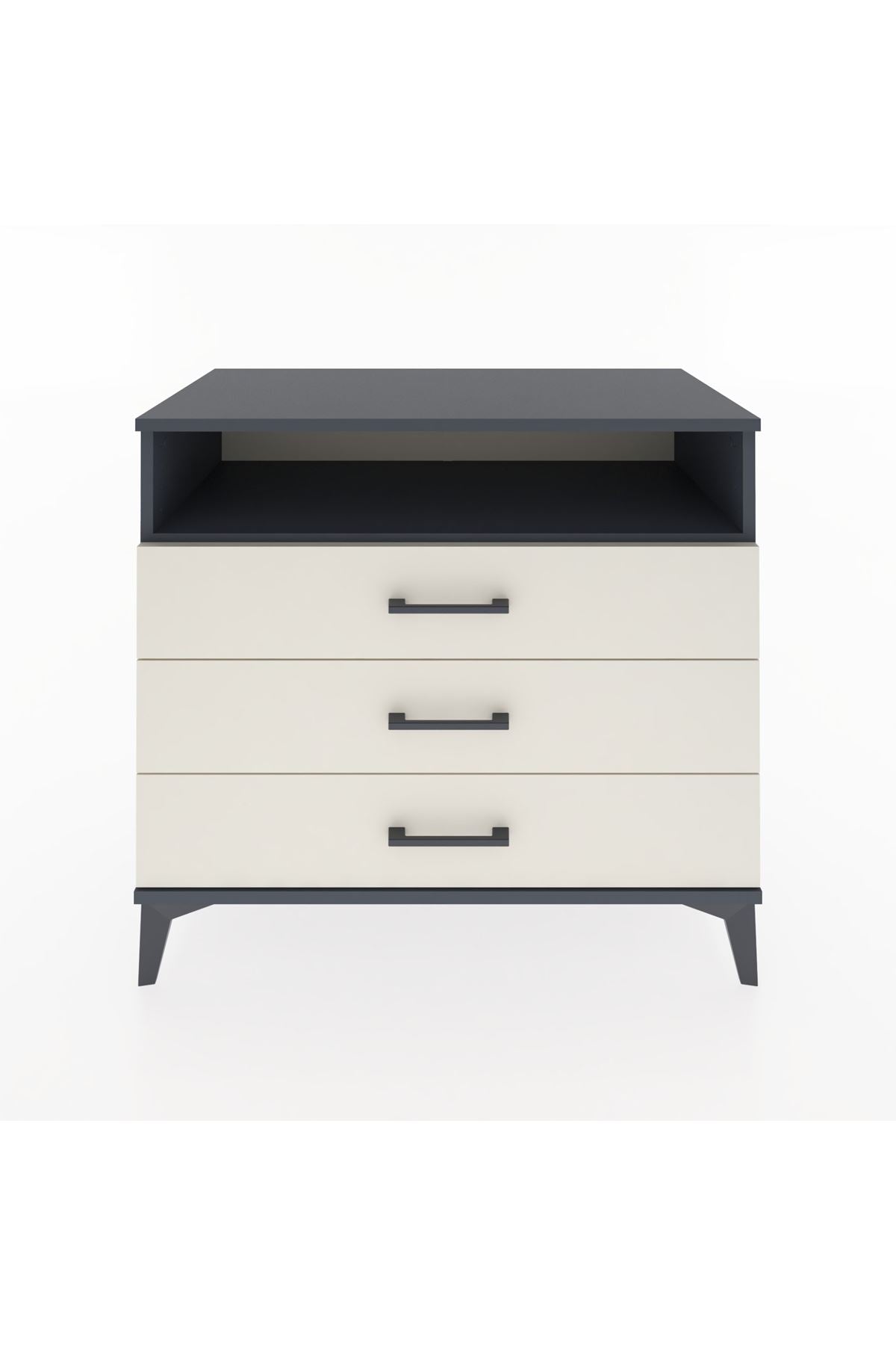 Hyperion Şifonyer Tek Raflı 3 Çekmeceli 88x44x80 Antrasit-Aytaşı