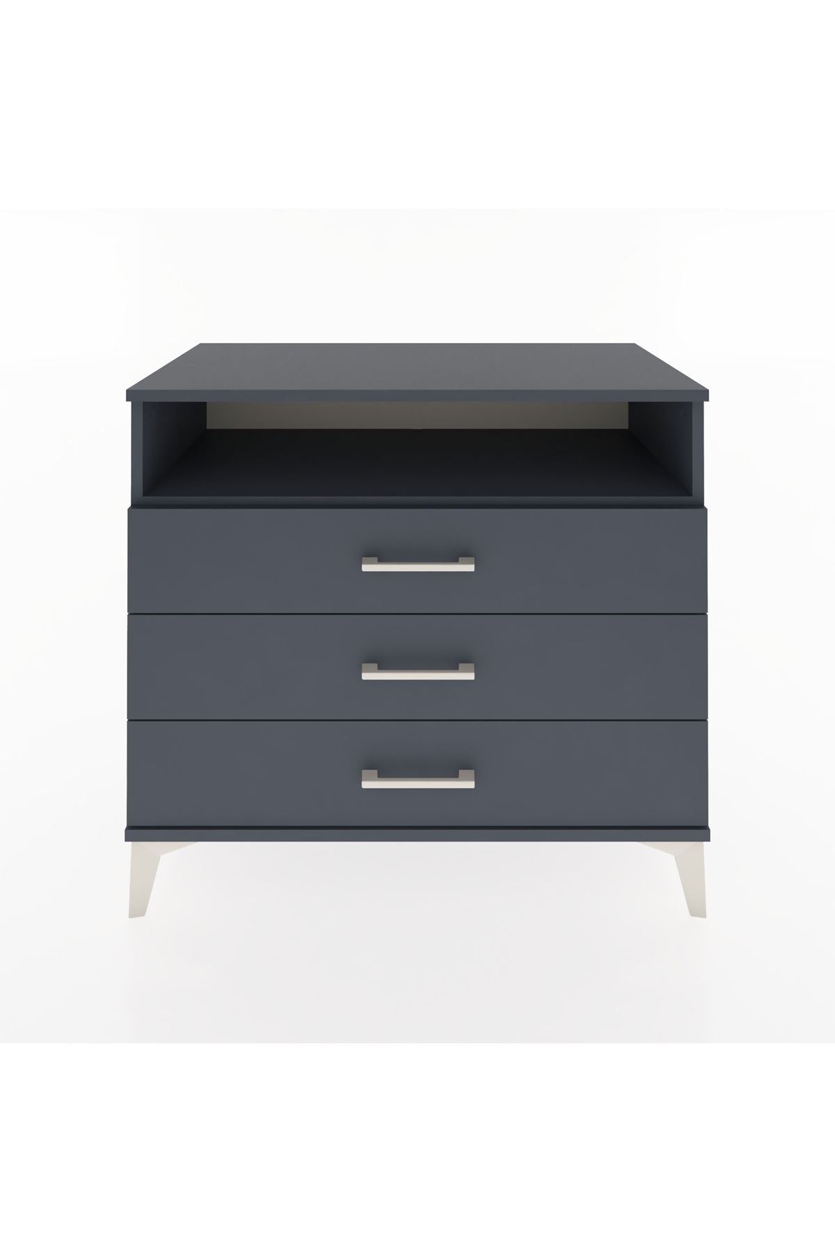 Hyperion Şifonyer Tek Raflı 3 Çekmeceli 88x44x80 Antrasit-Antrasit