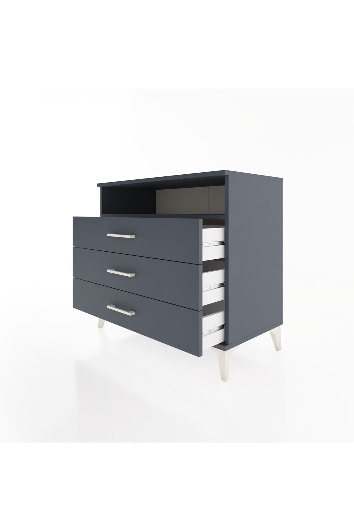 Hyperion Şifonyer Tek Raflı 3 Çekmeceli 88x44x80 Antrasit-Antrasit