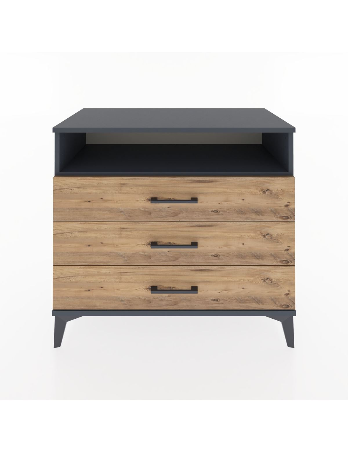 Hyperion Şifonyer Tek Raflı 3 Çekmeceli 88x44x80 Antrasit-Çam