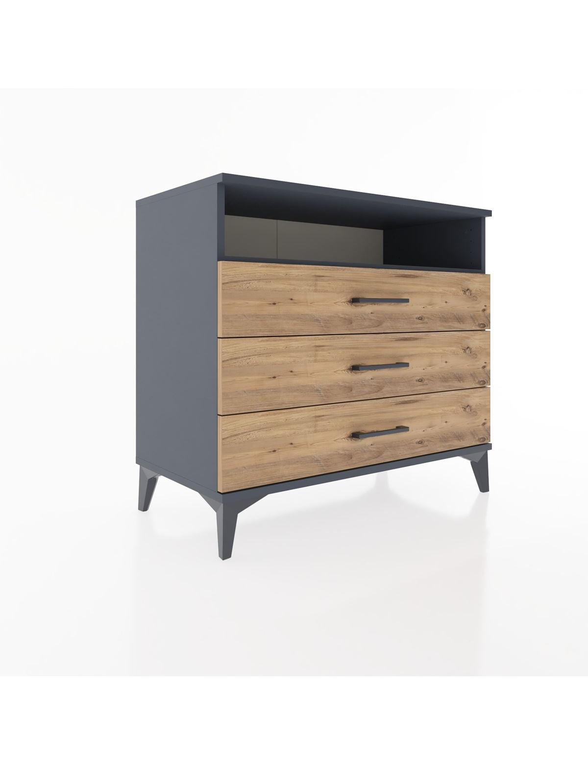 Hyperion Şifonyer Tek Raflı 3 Çekmeceli 88x44x80 Antrasit-Çam