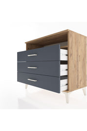 Hyperion Şifonyer Tek Raflı 3 Çekmeceli 88x44x80 Çam-Antrasit