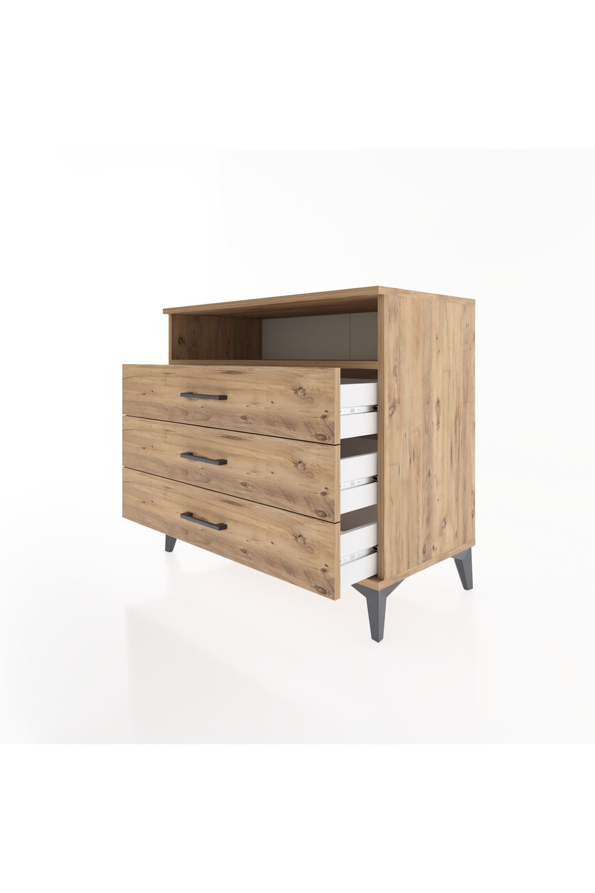 Hyperion Şifonyer Tek Raflı 3 Çekmeceli 88x44x80 Çam-Çam